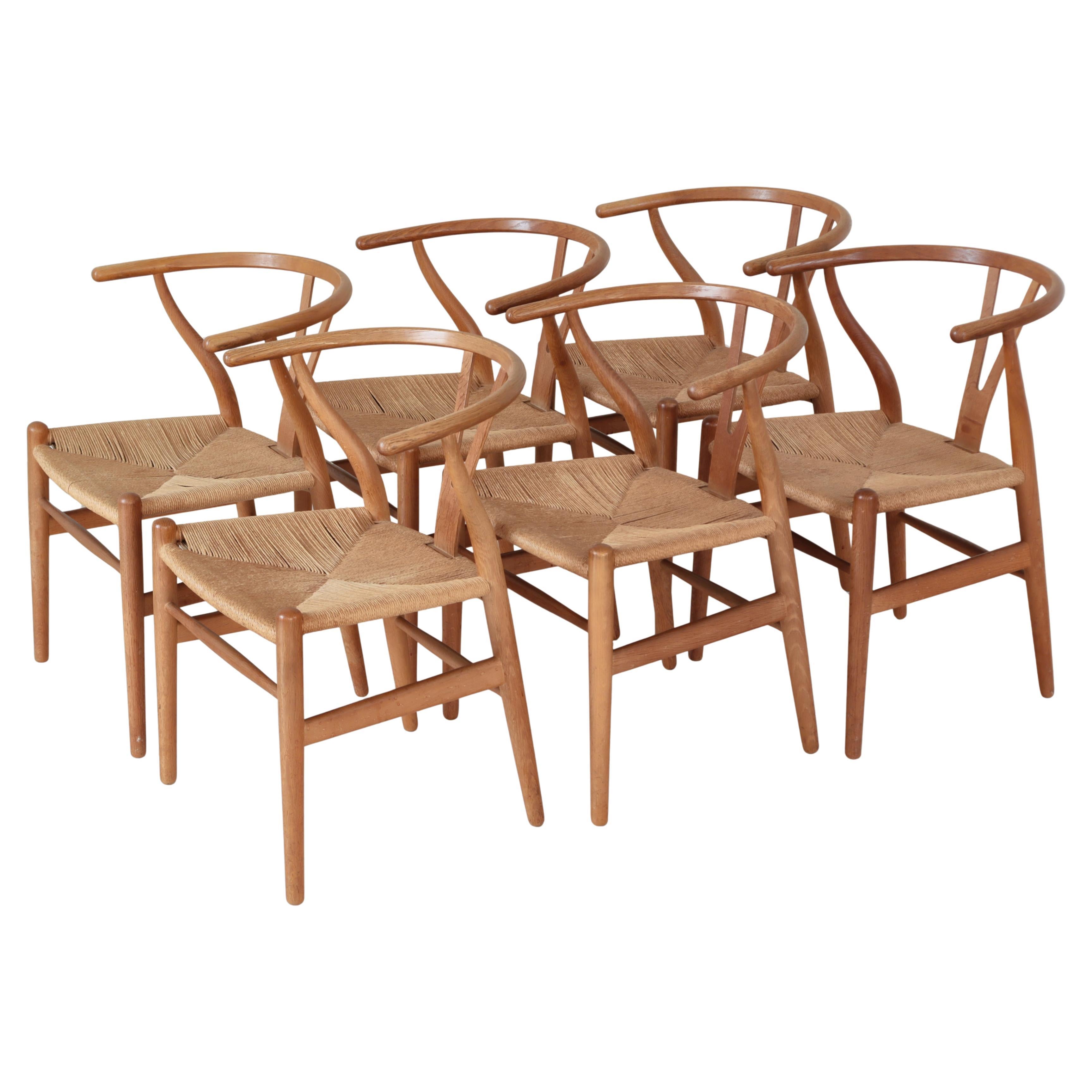 Hans J. Wegner Juego de sillas Wishbone de Carl Hansen & Sons de primera producción, años 60