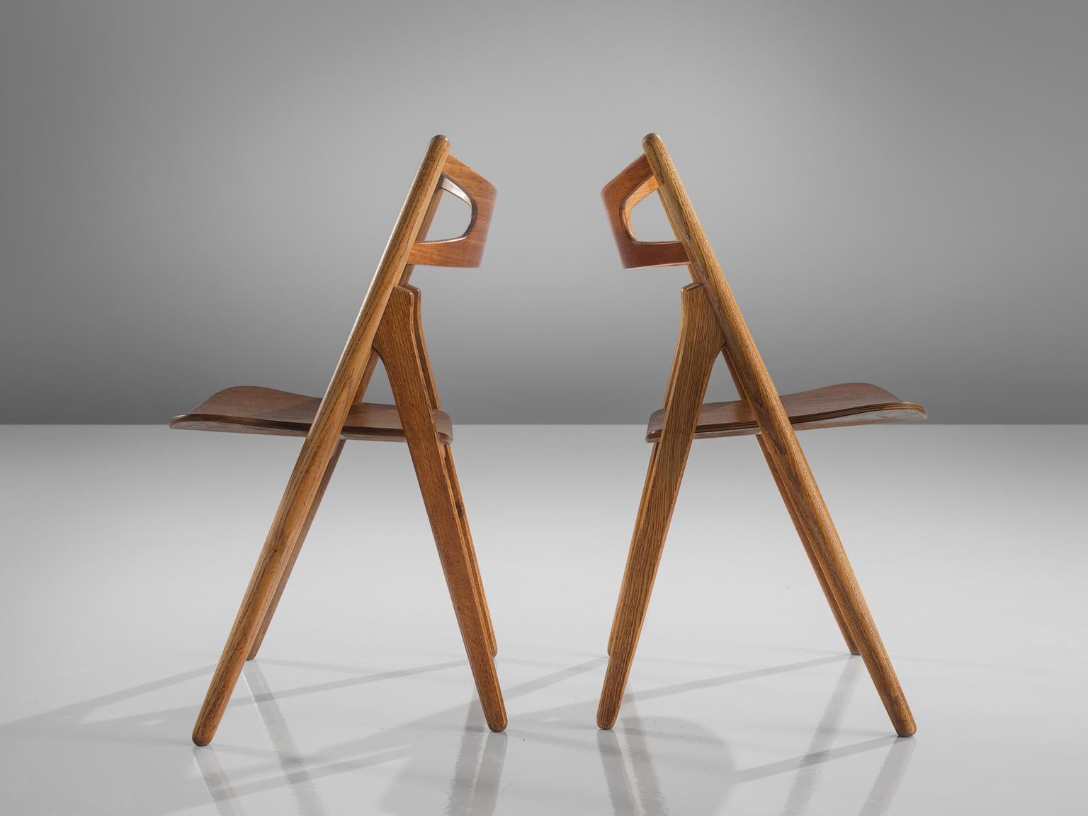 Mid-20th Century Hans J. Wegner Set of Eight Matching Sawbuck Chairs