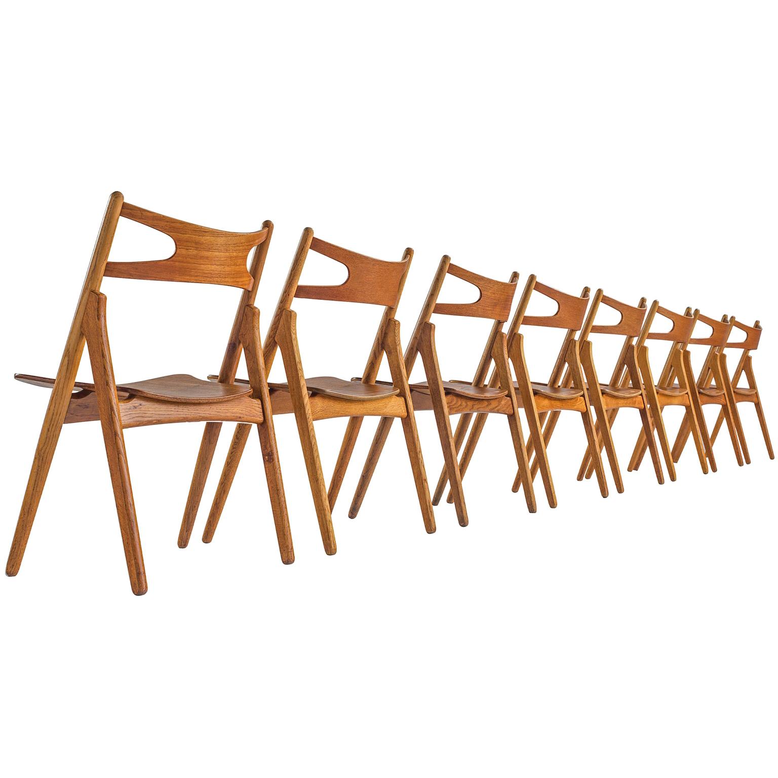 Hans J. Wegner Set of Eight Matching Sawbuck Chairs