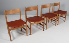 Hans J. Wegner set of four Ch36 Dining Chairs, 1970s, Soap Treated oak