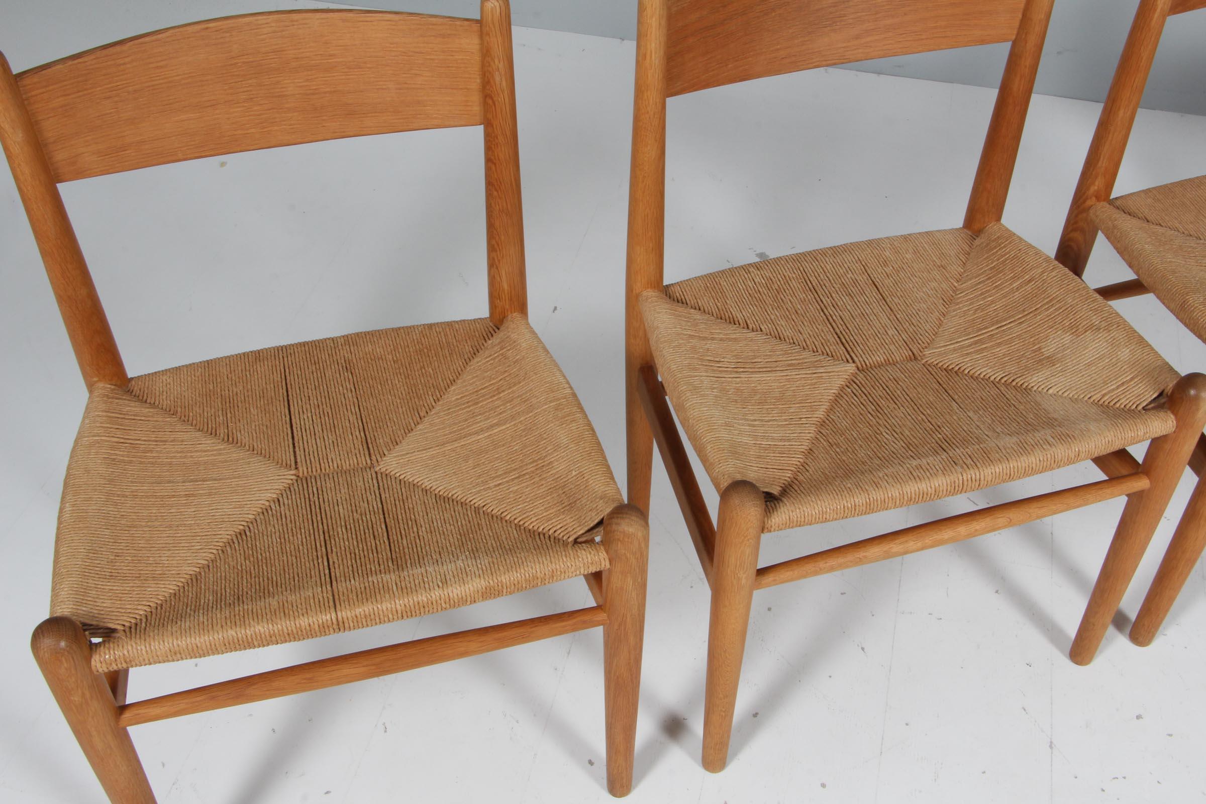 Scandinavian Modern Hans J. Wegner set of four Ch36 Dining Chairs, 1970s, Soap Treated oak