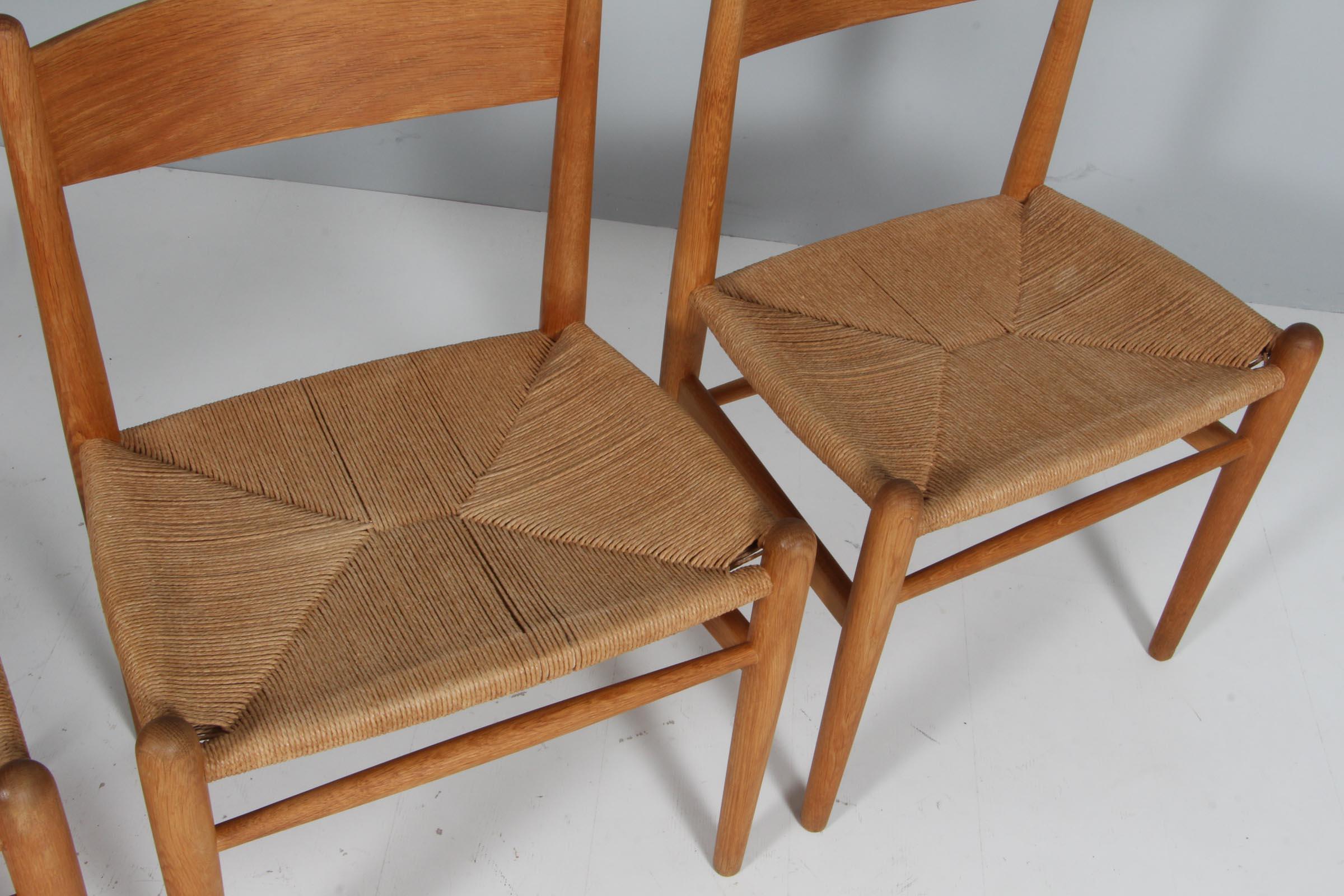 Danish Hans J. Wegner set of four Ch36 Dining Chairs, 1970s, Soap Treated oak