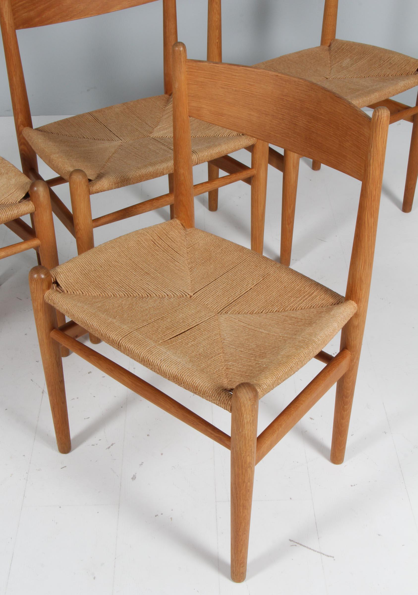 Late 20th Century Hans J. Wegner set of four Ch36 Dining Chairs, 1970s, Soap Treated oak