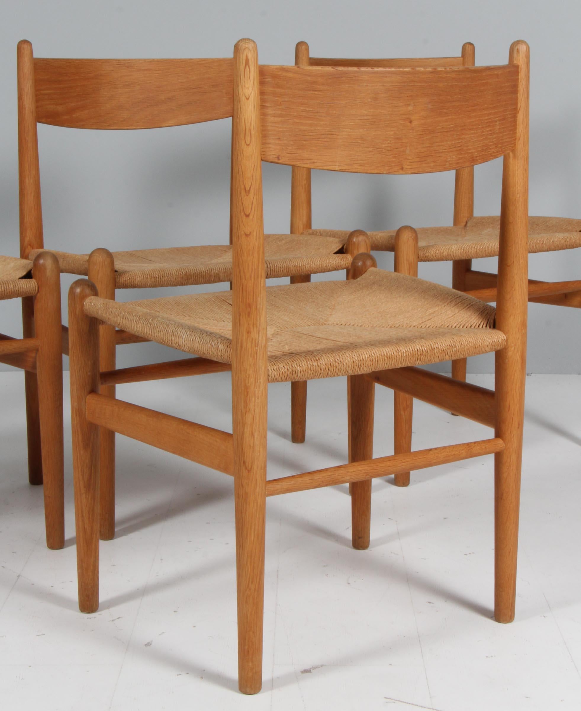 Hans J. Wegner set of four Ch36 Dining Chairs, 1970s, Soap Treated oak 2