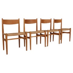 Hans J. Wegner set of four Ch36 Dining Chairs, 1970s, Soap Treated oak