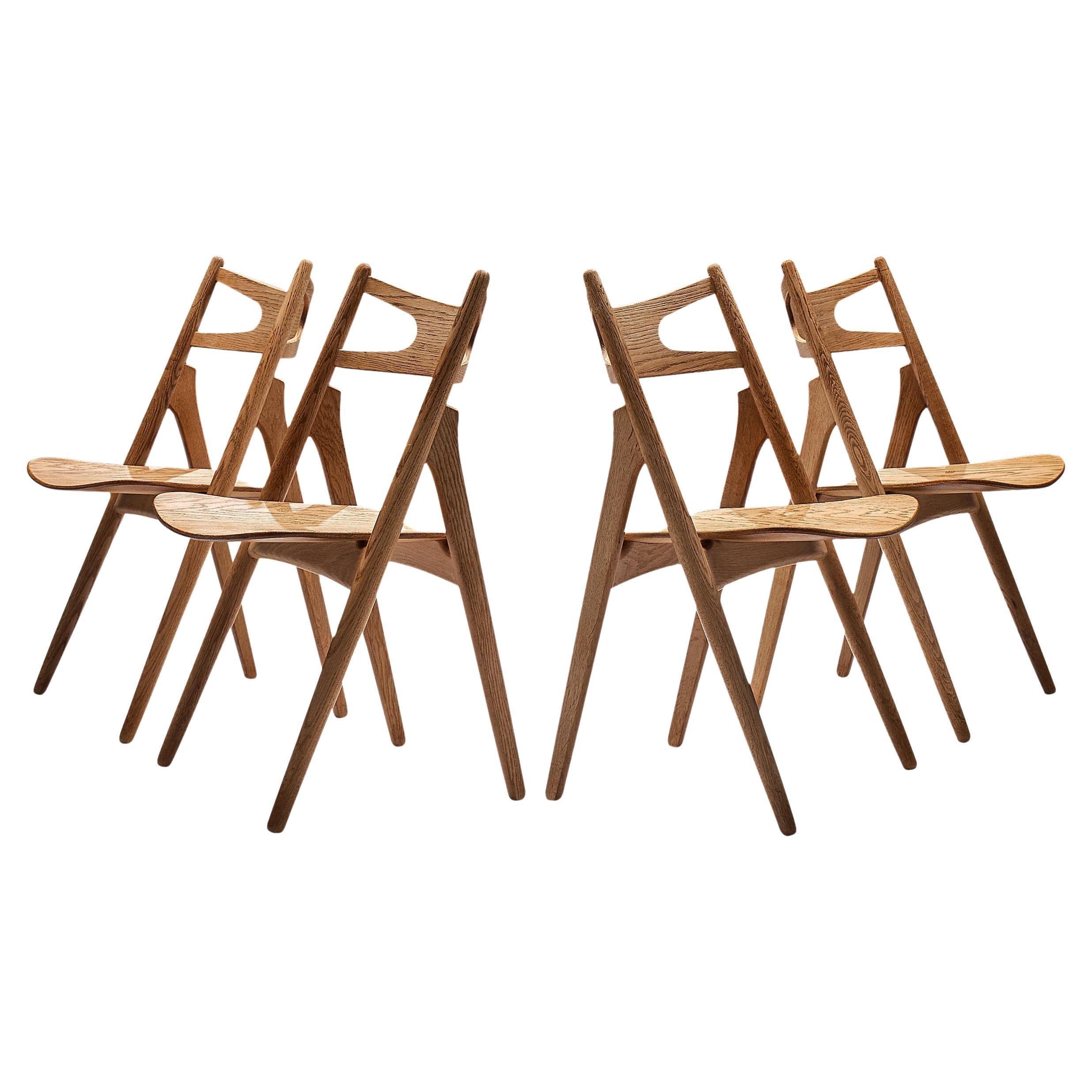 Hans J. Wegner Set of Four 'Sawbuck' Dining Chairs in Oak 