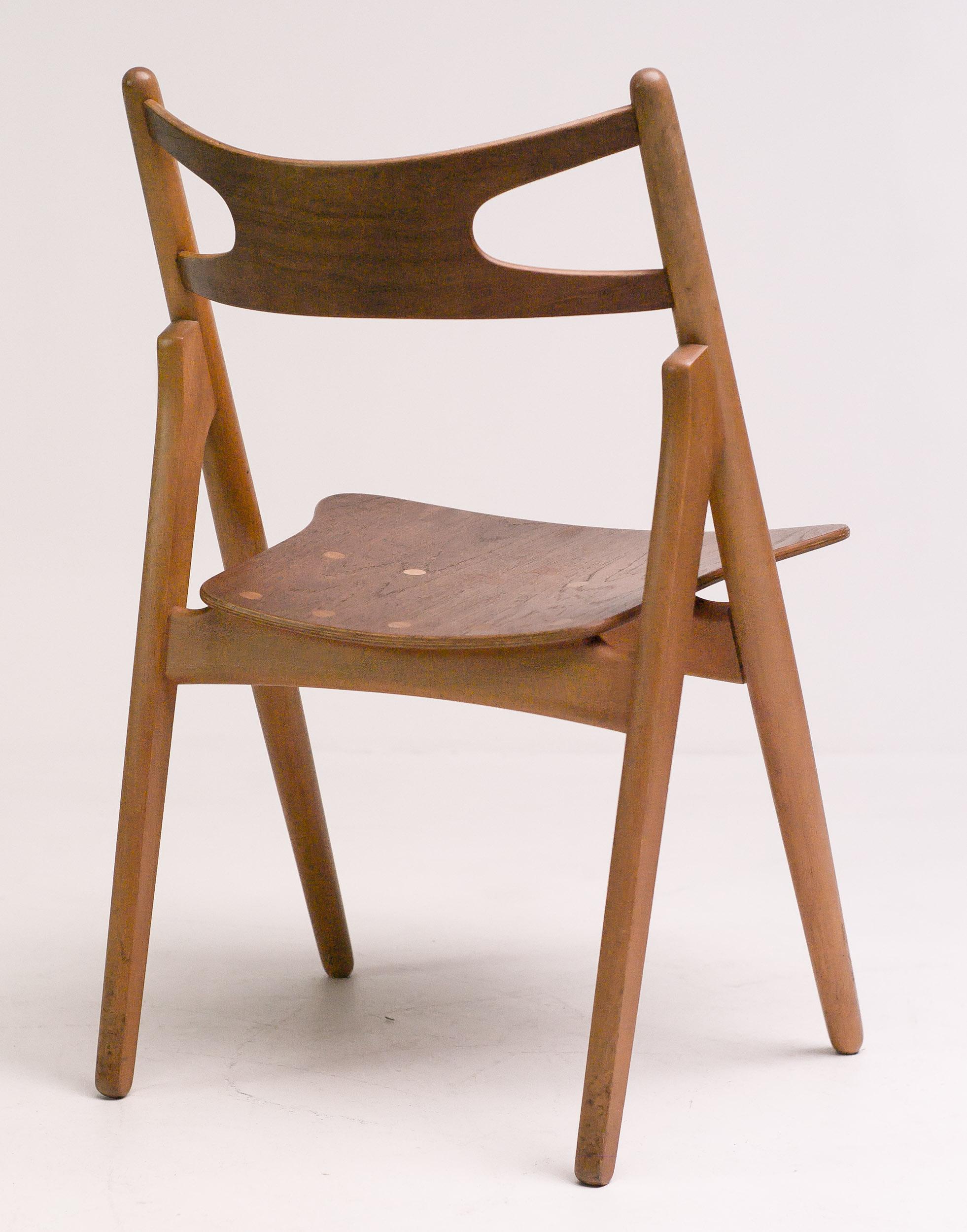 Scandinavian Modern Hans J. Wegner Set of Four Sawbuck Chairs