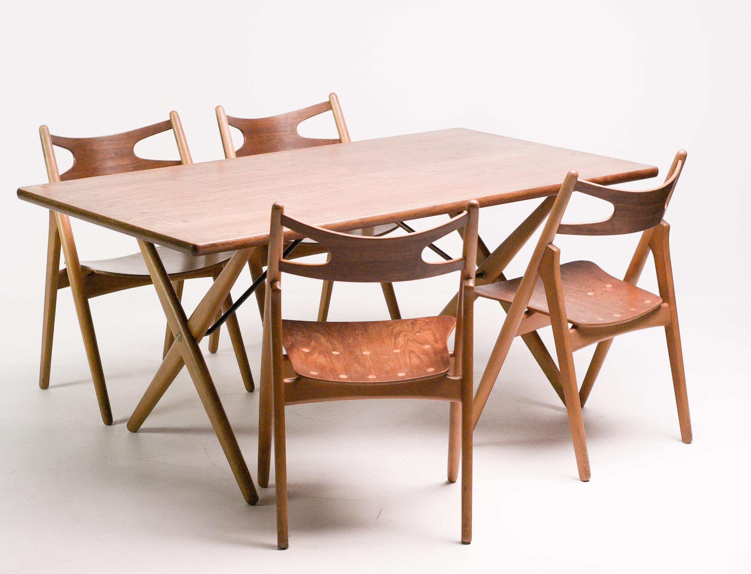 Danish Hans J. Wegner Set of Four Sawbuck Chairs