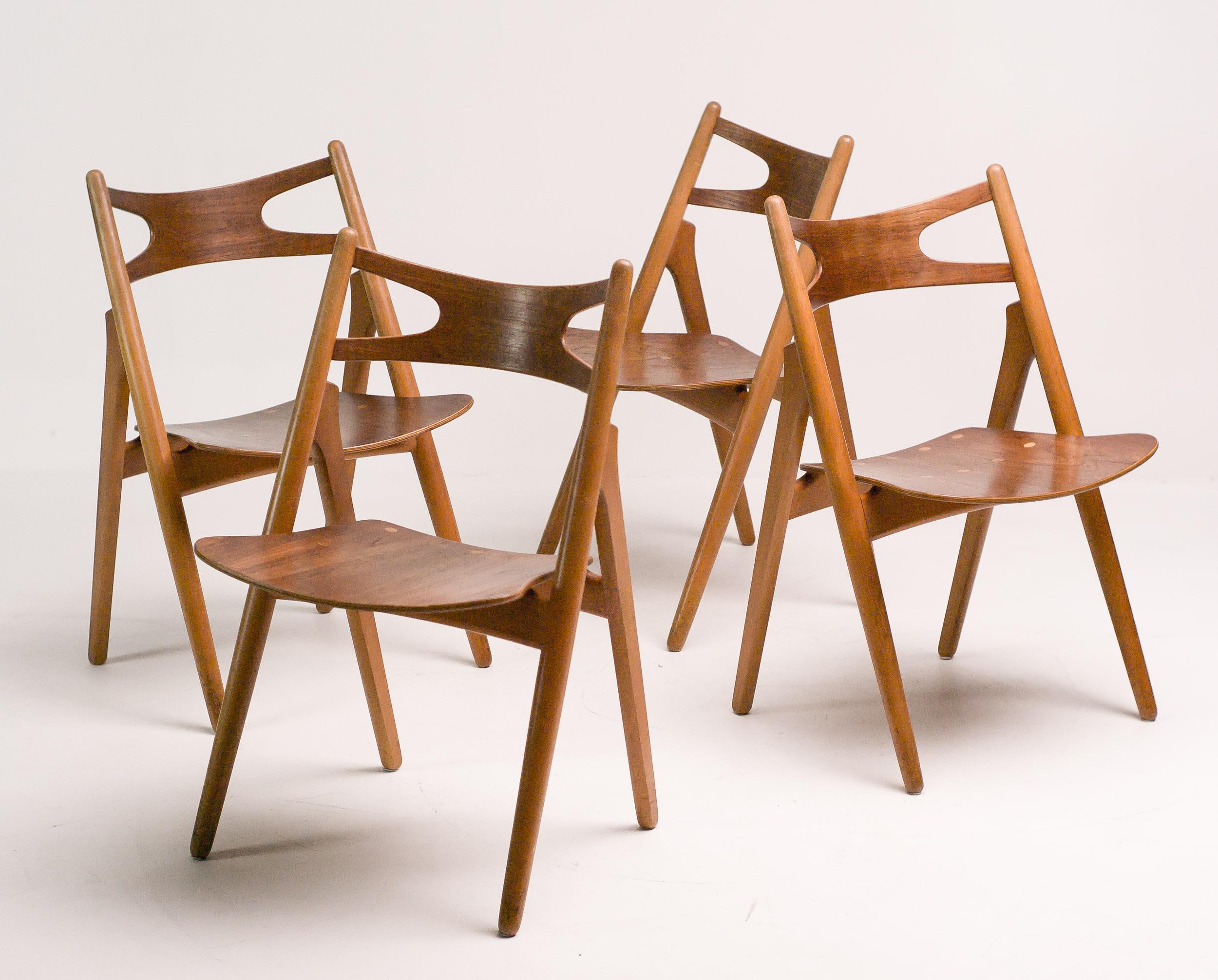 Mid-20th Century Hans J. Wegner Set of Four Sawbuck Chairs