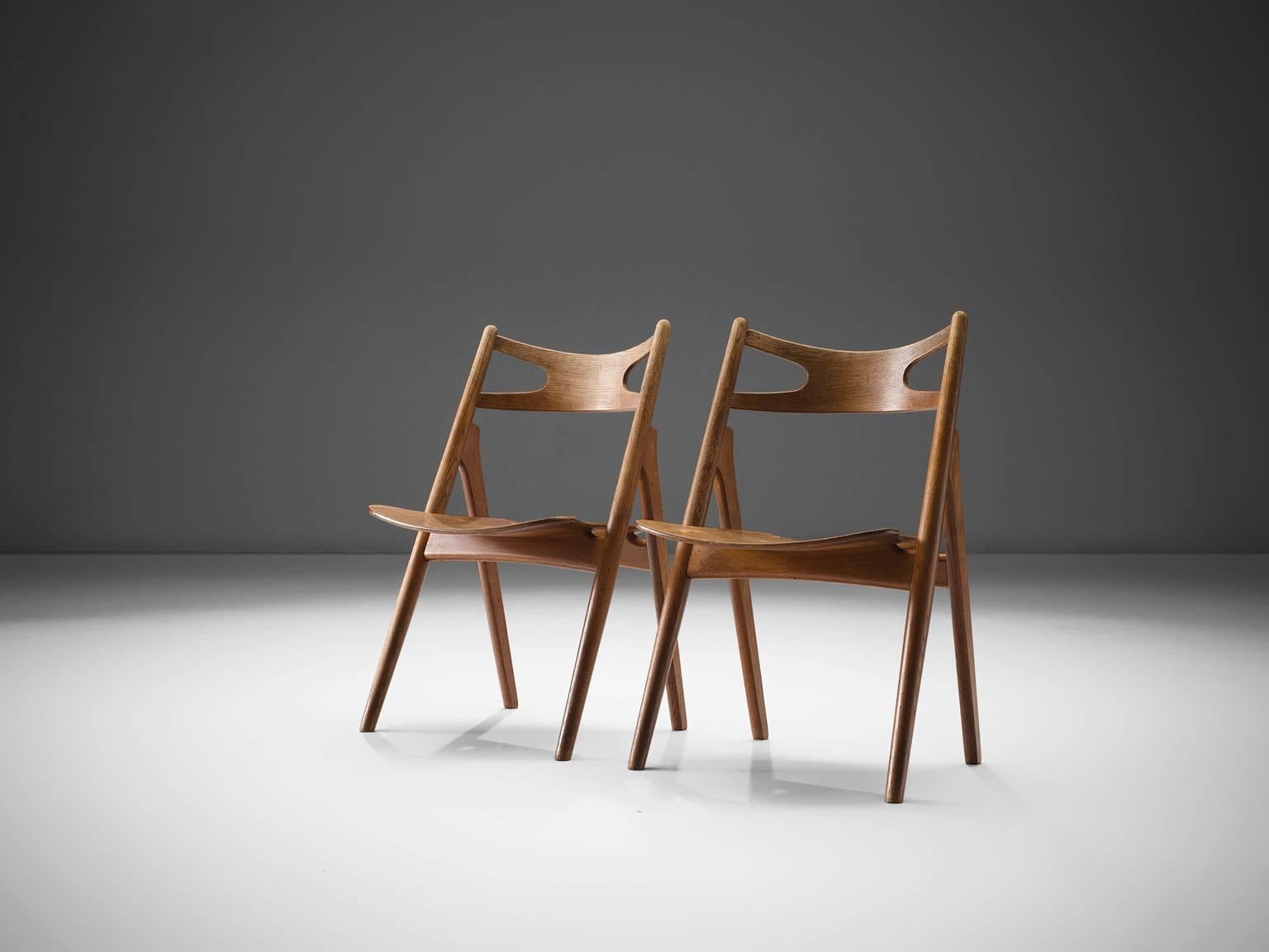 Mid-Century Modern Hans J. Wegner Set of 'Sawbuck' Chairs for Carl Hansen