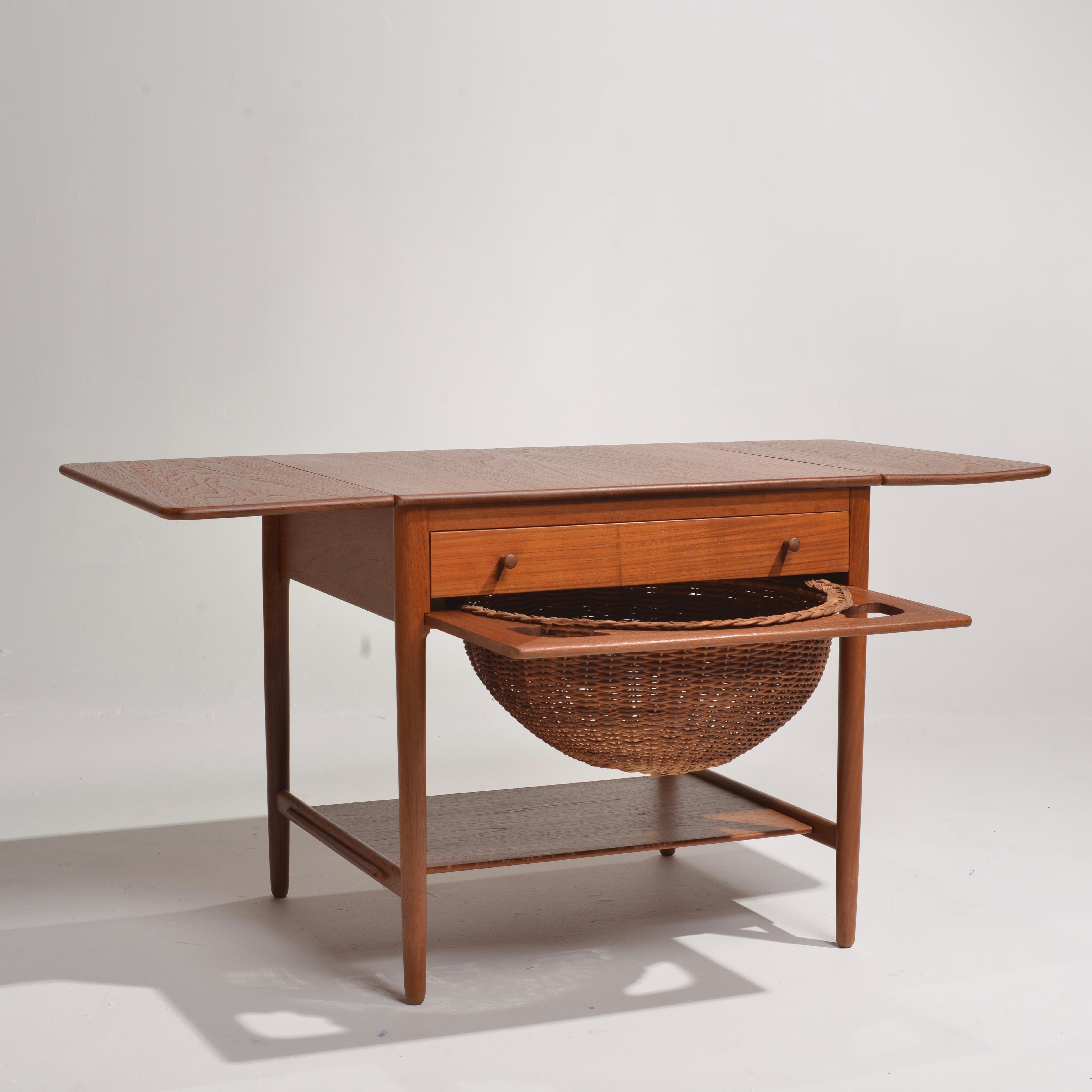 Wicker Hans J. Wegner Sewing Table, Model AT-33, 1960s For Sale