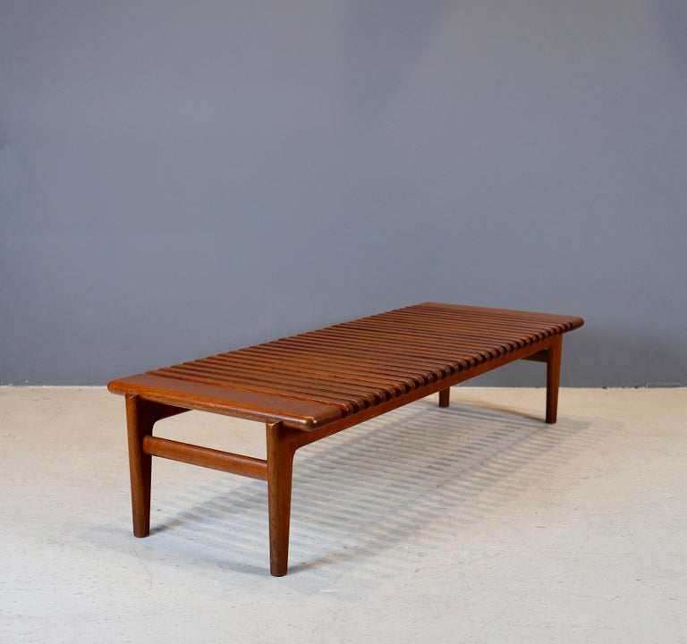 Scandinavian Modern Hans J. Wegner Slatted Bench or Coffee Table, 1950s For Sale