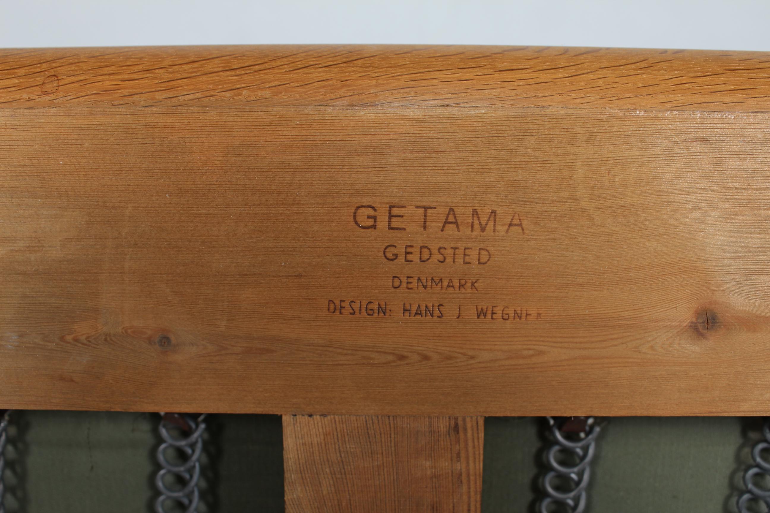 20th Century Hans J. Wegner Sofa GE 236 / 4 of Oak with Original Green Wool by GETAMA, 1970s