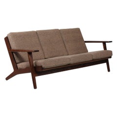 Vintage Hans J. Wegner Sofa GE 290 of Dark Oak and Light Brown Wool by GETAMA, 1970s