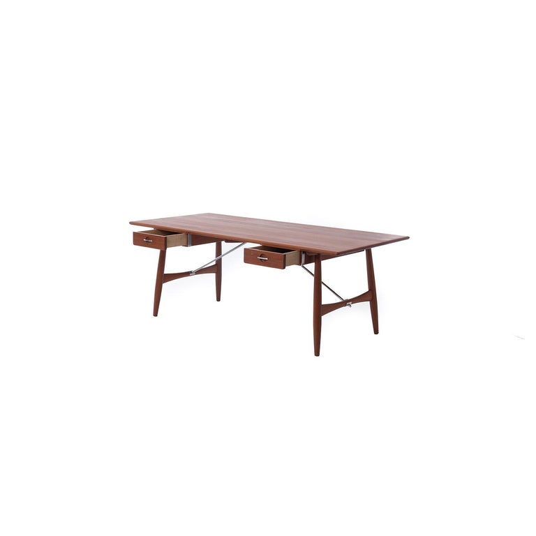 Hans J Wegner Solid Teak Architect's Desk Model 571 For Sale 4