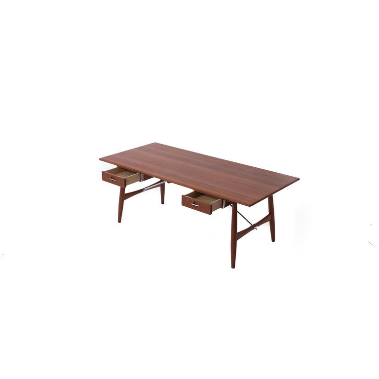 Hans J Wegner Solid Teak Architect's Desk Model 571 For Sale 5