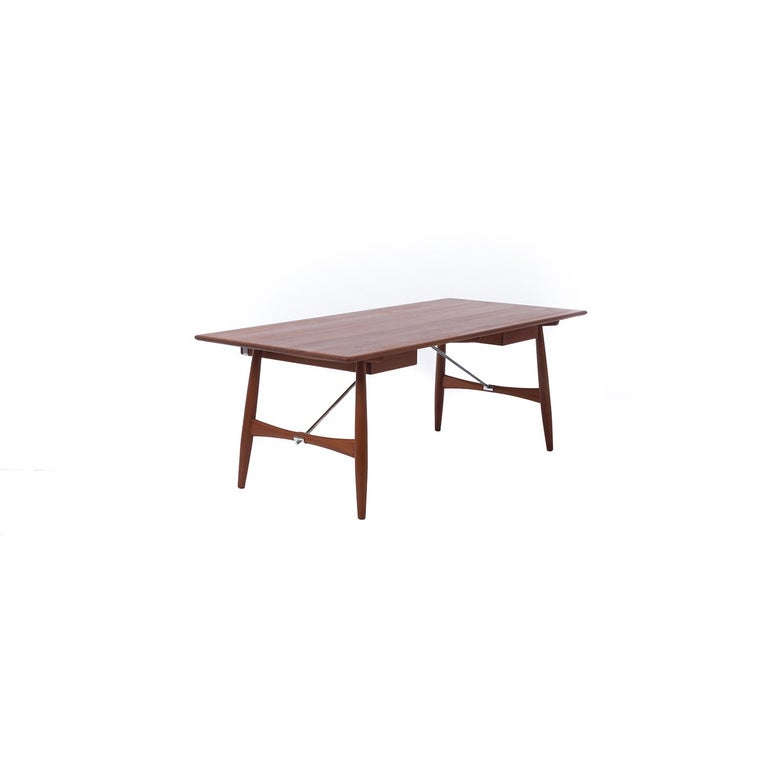 Hans J Wegner Solid Teak Architect's Desk Model 571 For Sale 8
