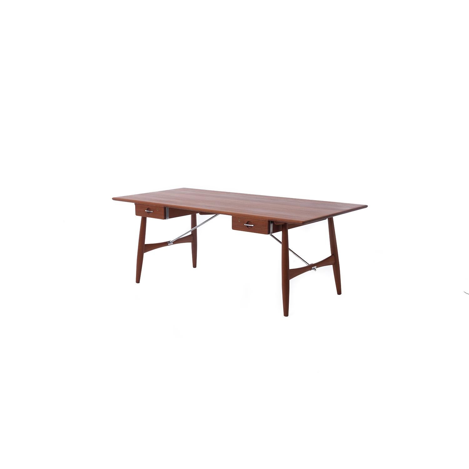 Danish Hans J Wegner Solid Teak Architect's Desk Model 571 For Sale