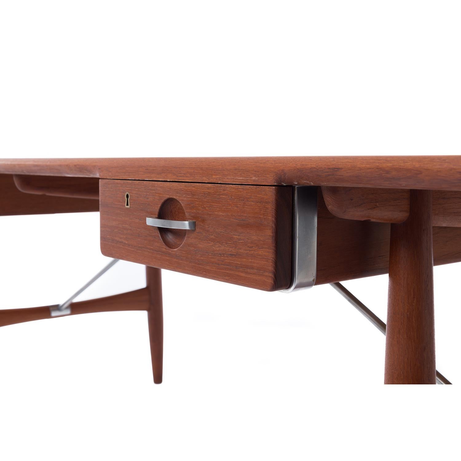 Oiled Hans J Wegner Solid Teak Architect's Desk Model 571 For Sale