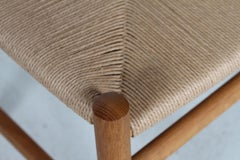Hans J. Wegner Stool CH 53 of Oak + Paper Cord by Carl Hansen A/S Denmark 1970s
