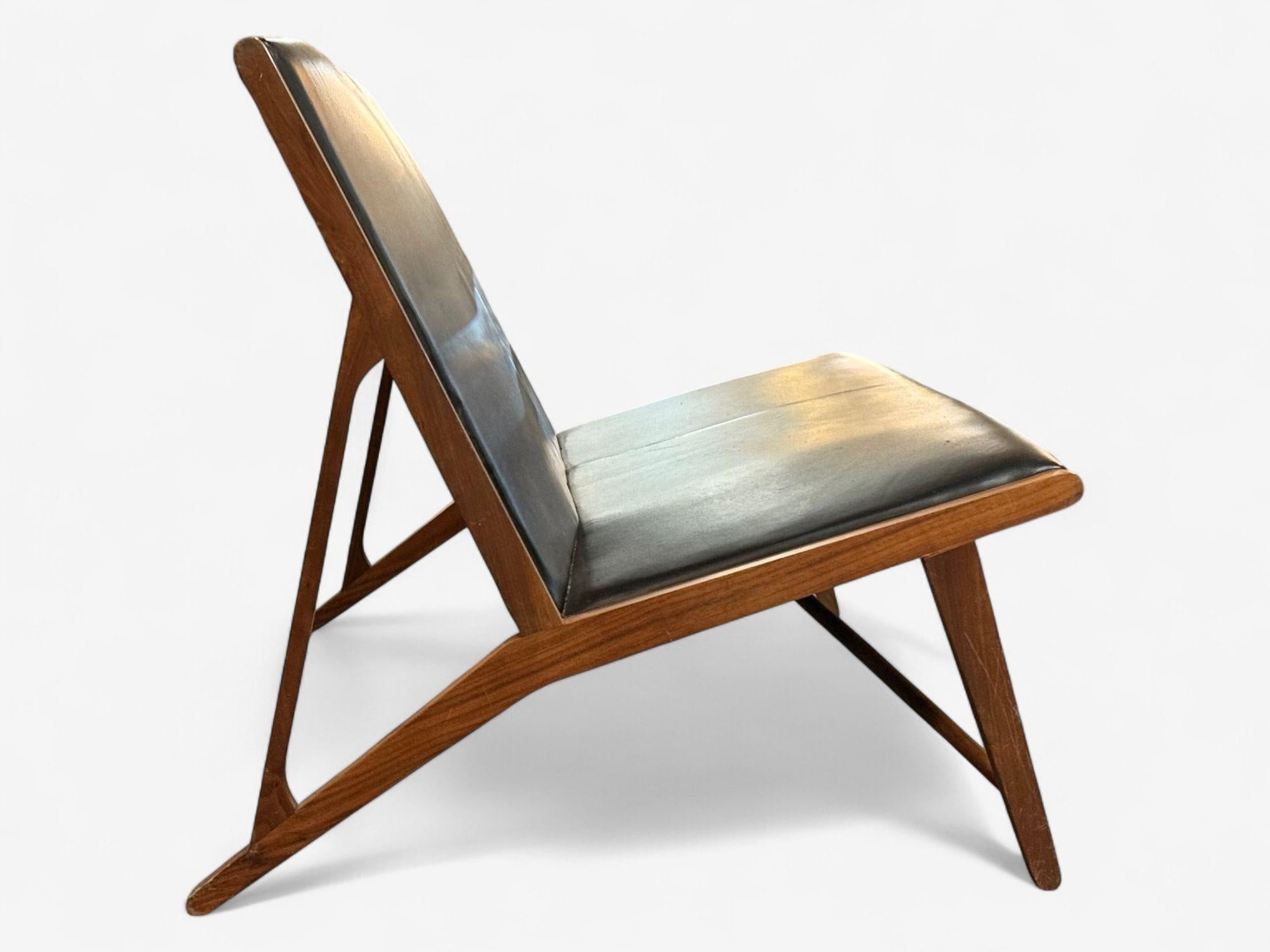 Divano in stile Hans J. Wegner, teak, similpelle, Danimarca, anni '50 in vendita 4