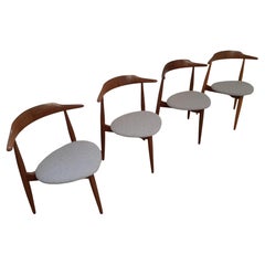 Antique Hans J. Wegner Style Three-Legged Chair, Denmark 1960s