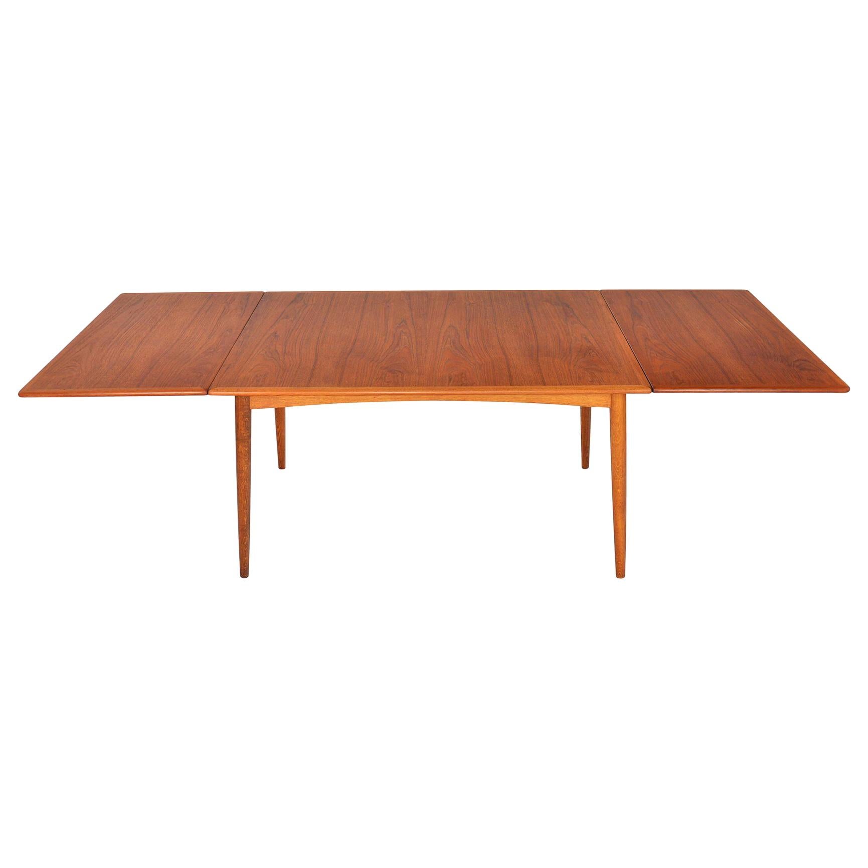 Hans J. Wegner Teak and Oak Drop Leaf Dining Table  For Sale