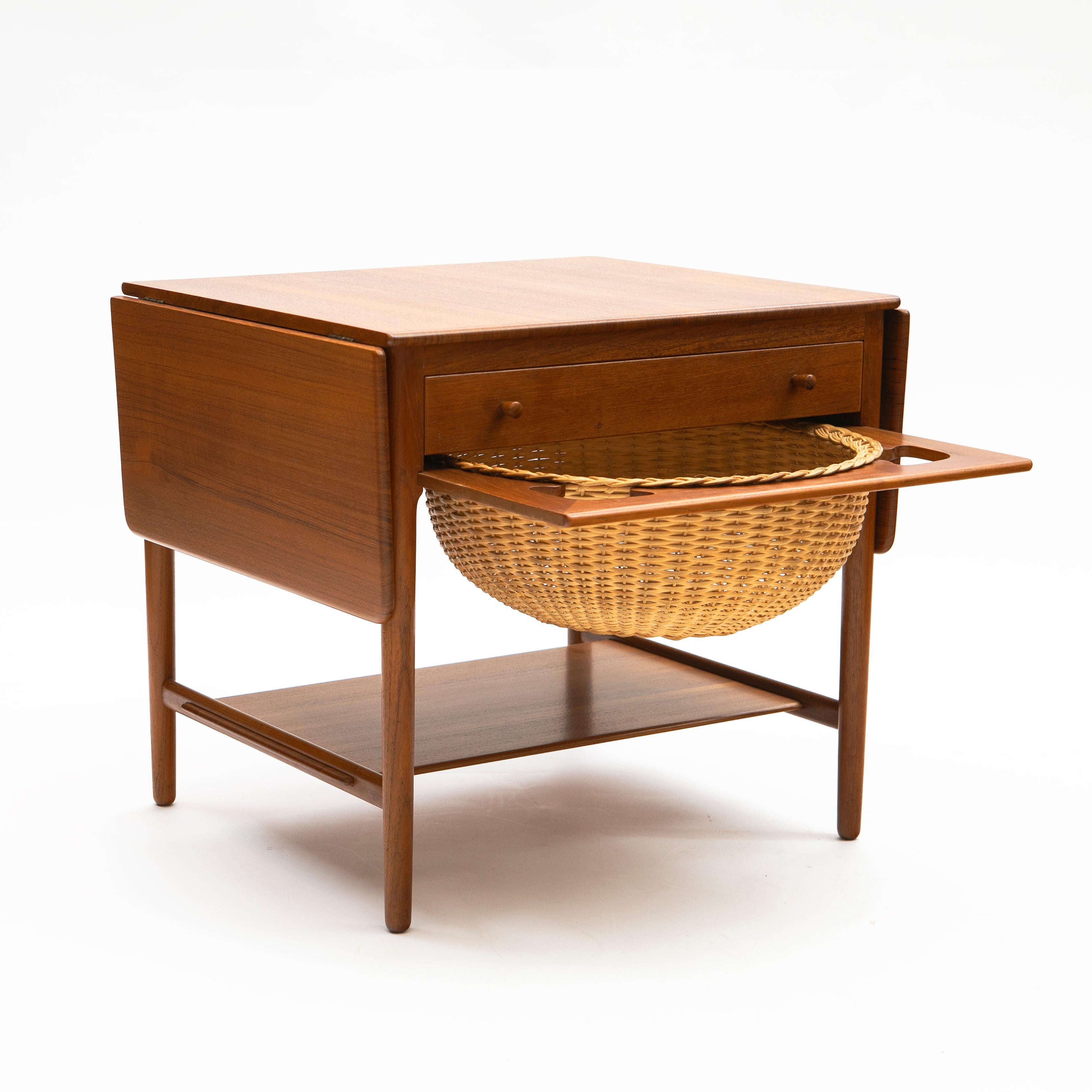 Danish Hans J. Wegner Teak At-33 Sewing Table For Sale
