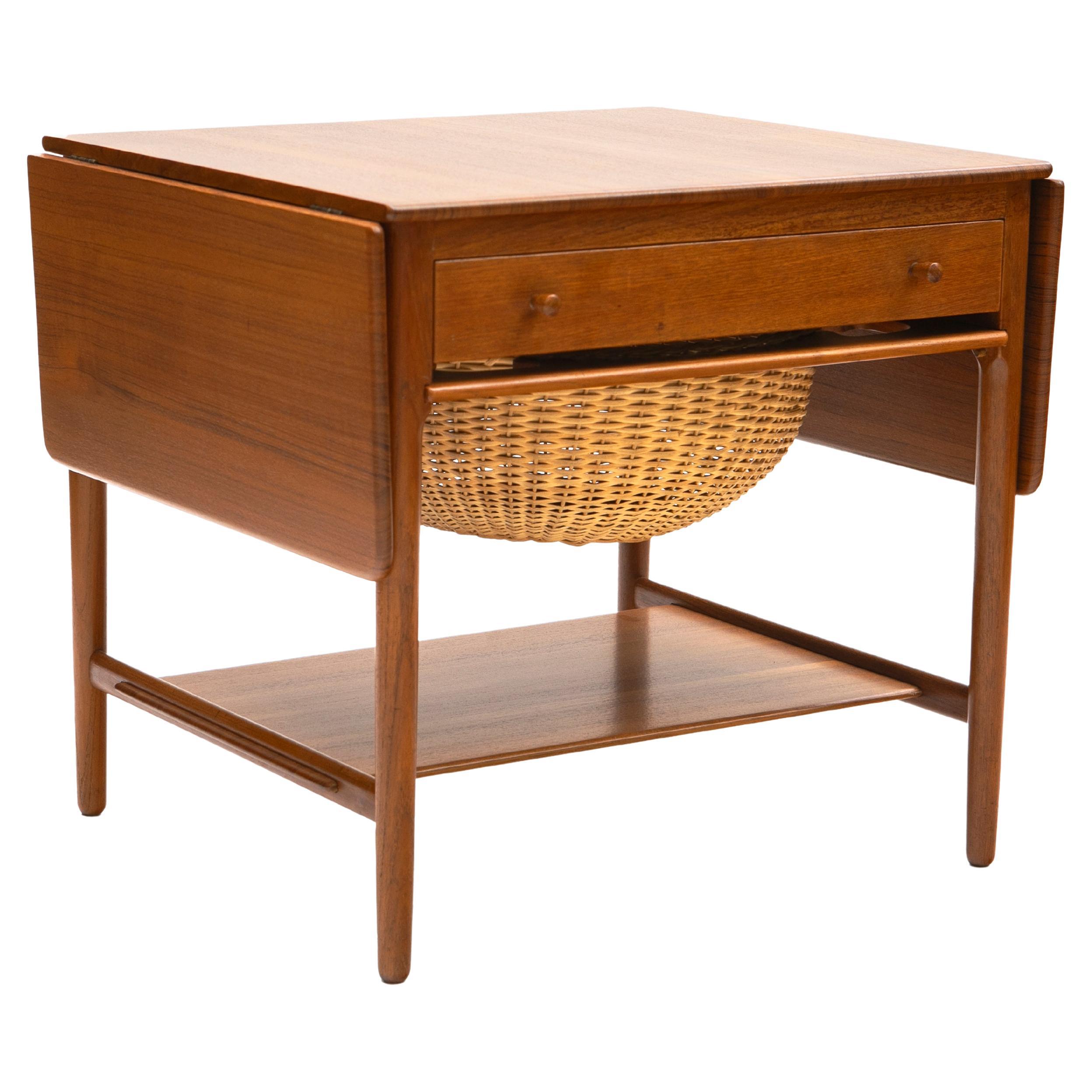 Hans J. Wegner Teak At-33 Sewing Table For Sale