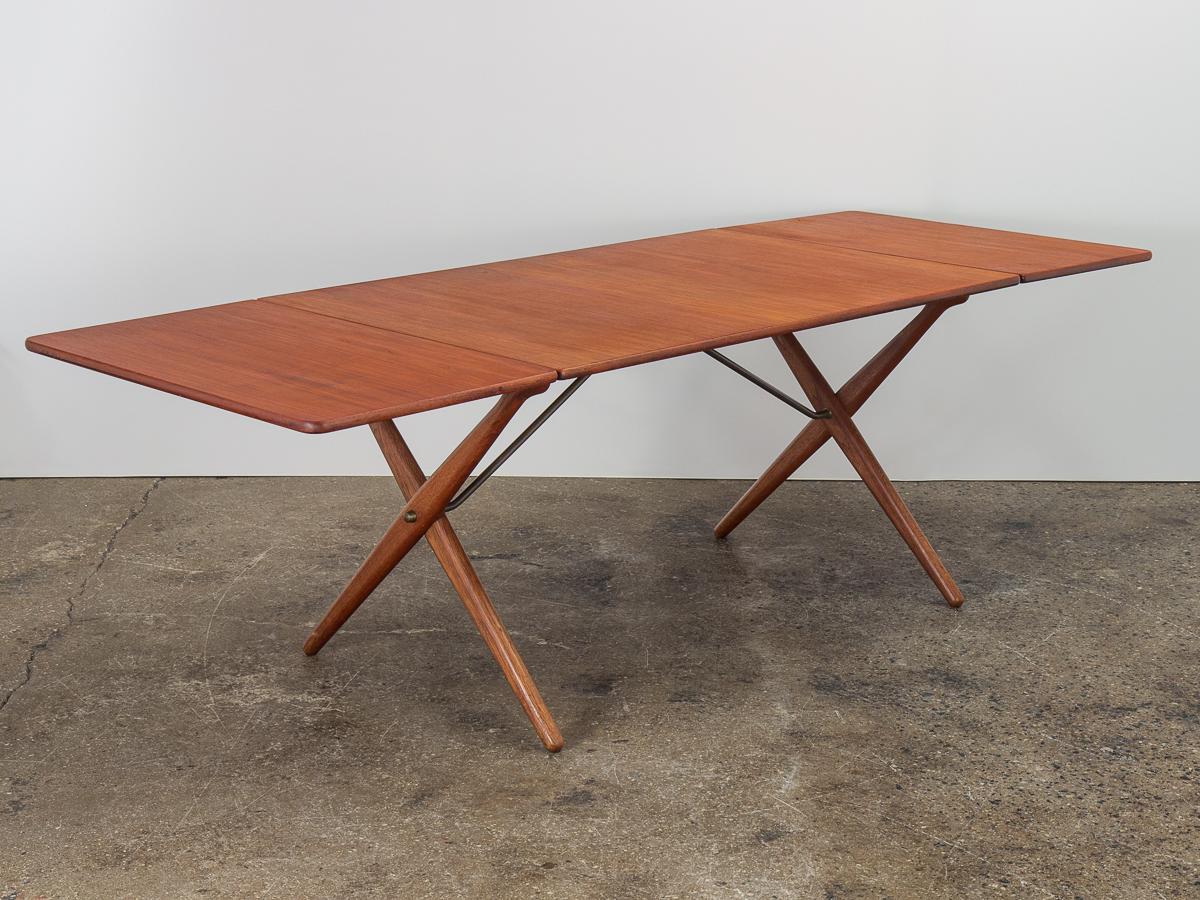 Mid-Century Modern Hans J. Wegner Teak Cross-Leg Dining Table For Sale
