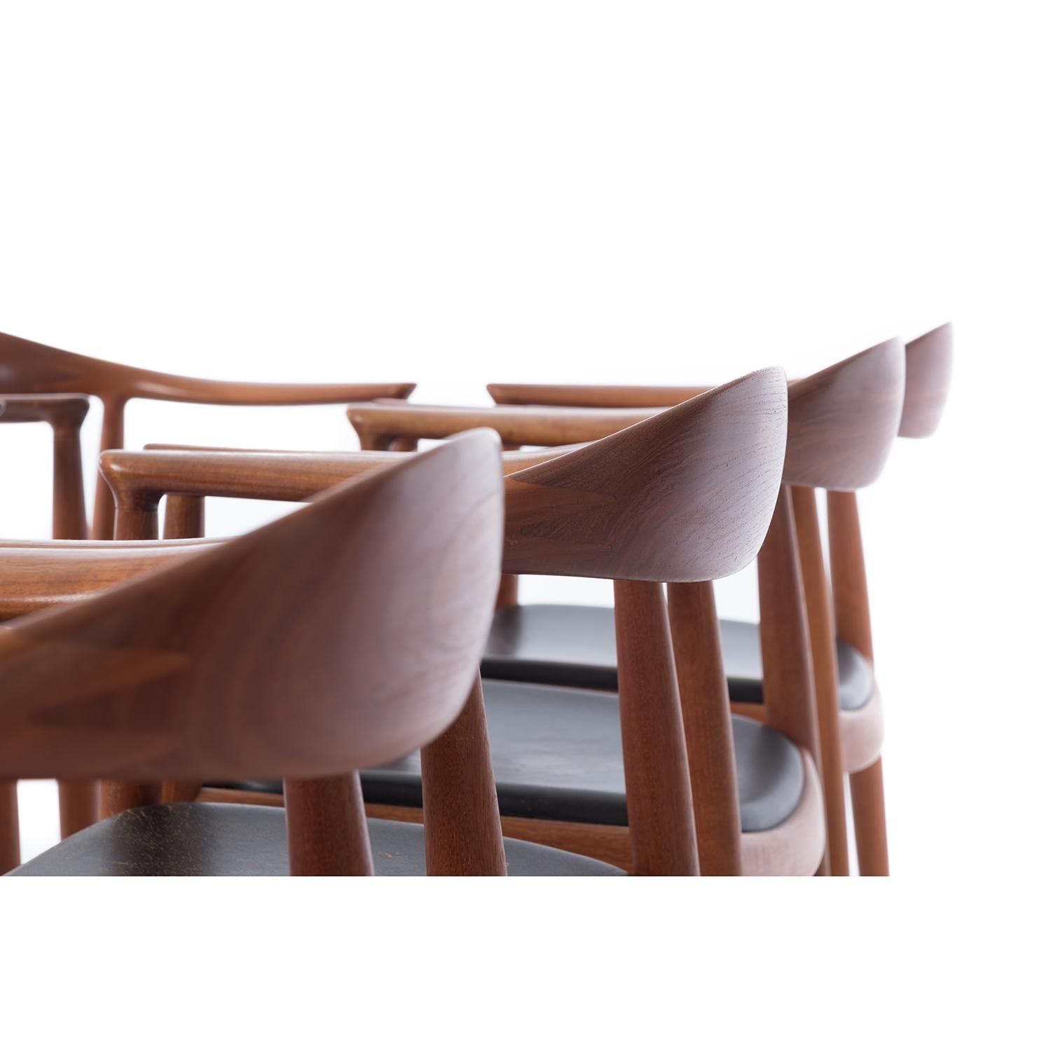 Hans J Wegner Teak 'Round' JH501 Dining Chairs, Set of 8 10