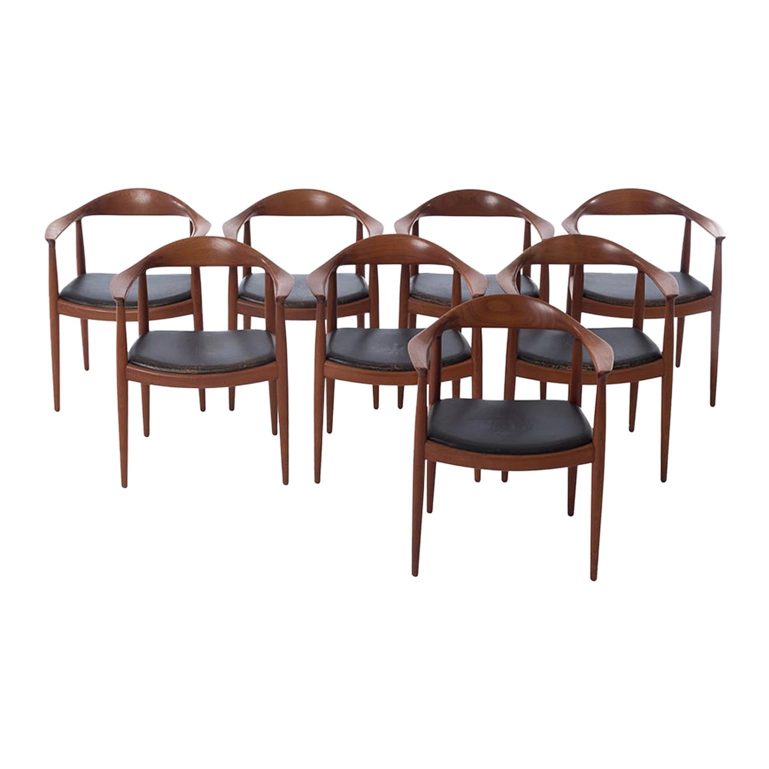 Hans J Wegner Teak 'Round' JH501 Dining Chairs, Set of 8