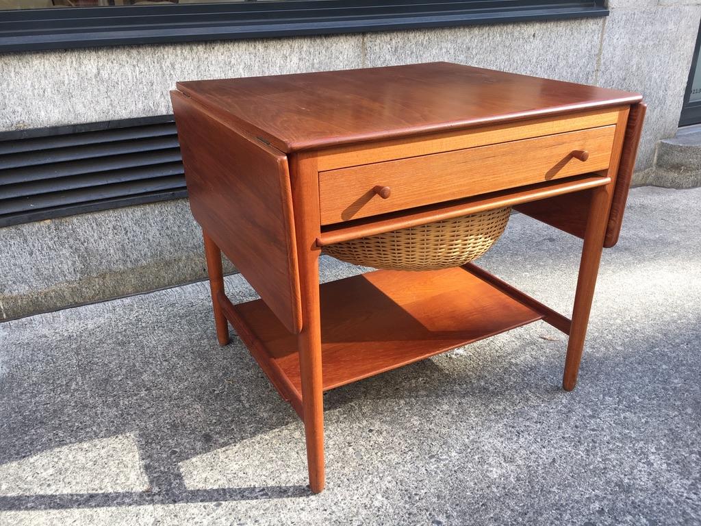 Danish Hans J. Wegner Teak Sewing Table Model AT-33 by Andreas Tuck, Denmark, 1960s