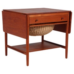 Hans J. Wegner Teak Sewing Table Model AT-33 by Andreas Tuck, Denmark, 1960s
