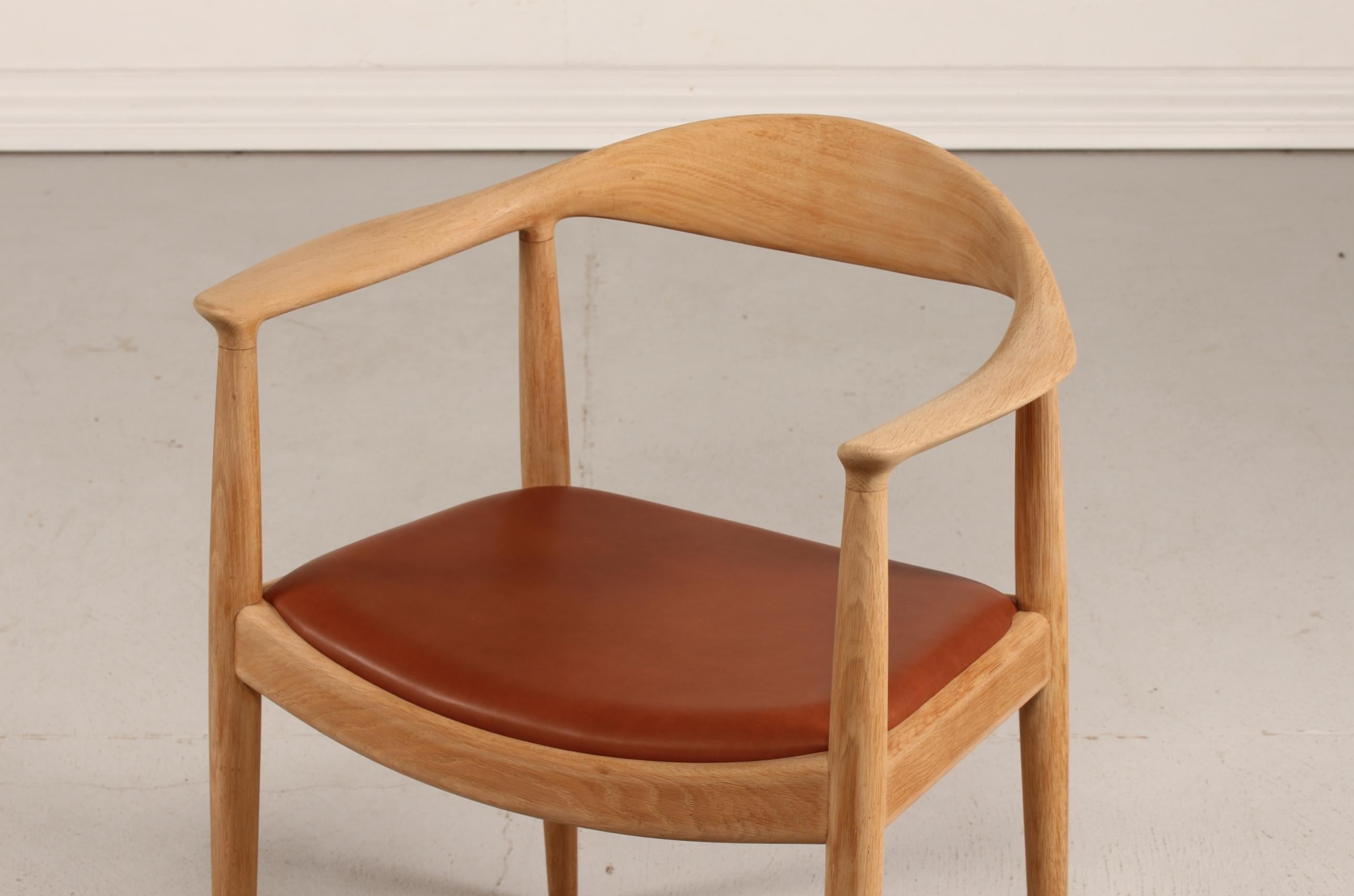 Danish Hans J. Wegner The Chair Model No 503 Oak and Leather by Johannes Hansen 1970s
