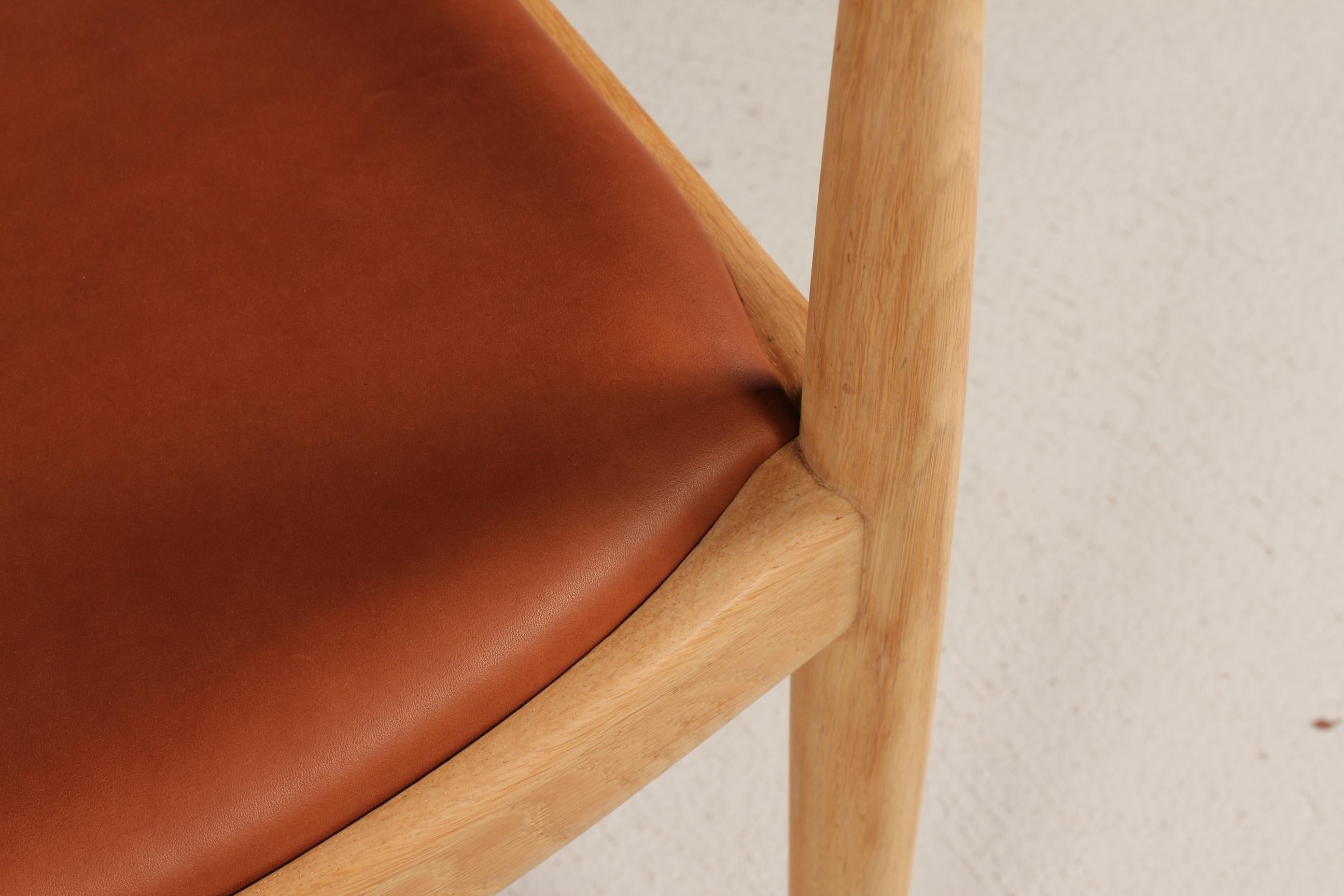 Hans J. Wegner The Chair Model No 503 Oak and Leather by Johannes Hansen 1970s 2