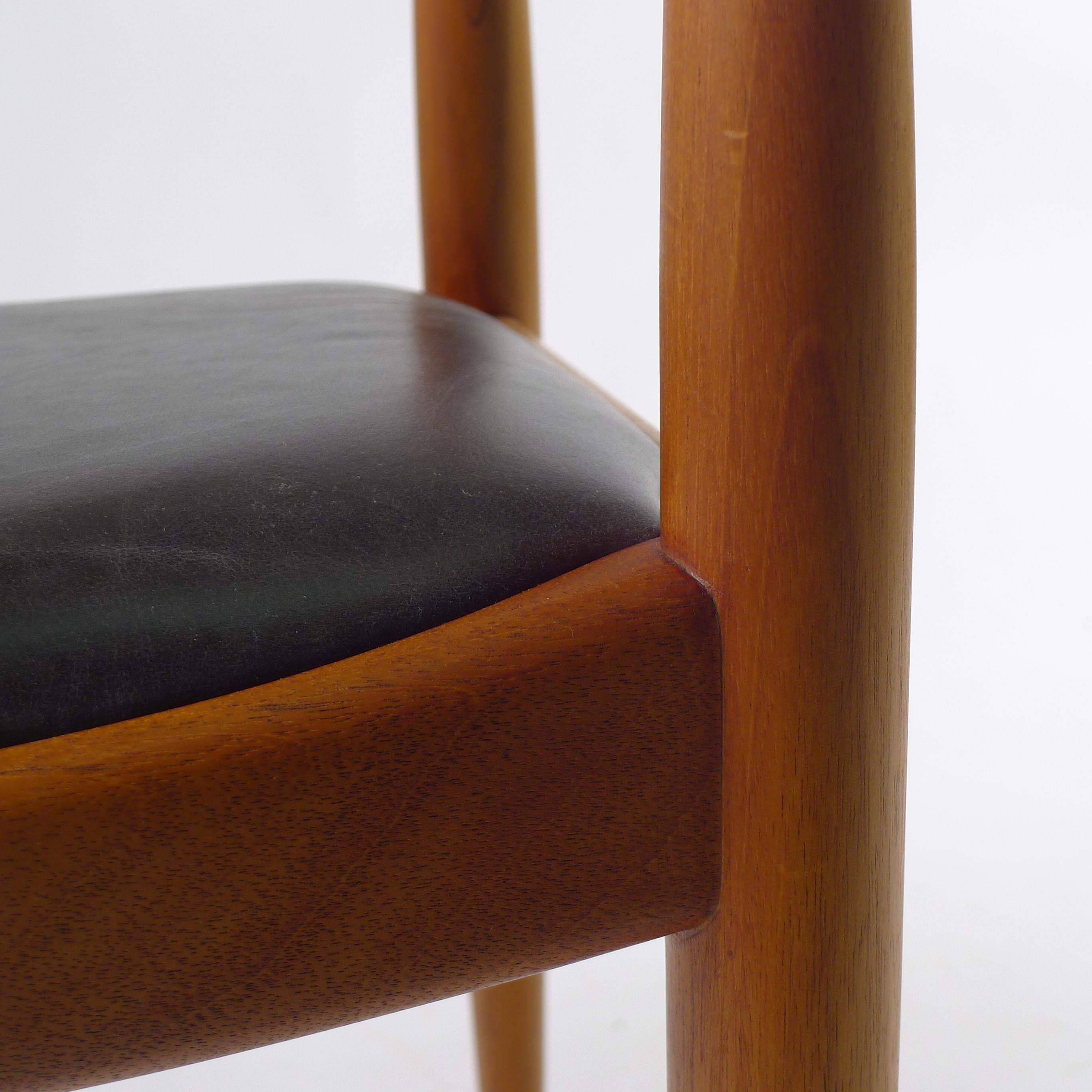 Cuir Hans J Wegner, la chaise/la chaise ronde, Design/One 1949, pour Johannes Hansen, Danemark