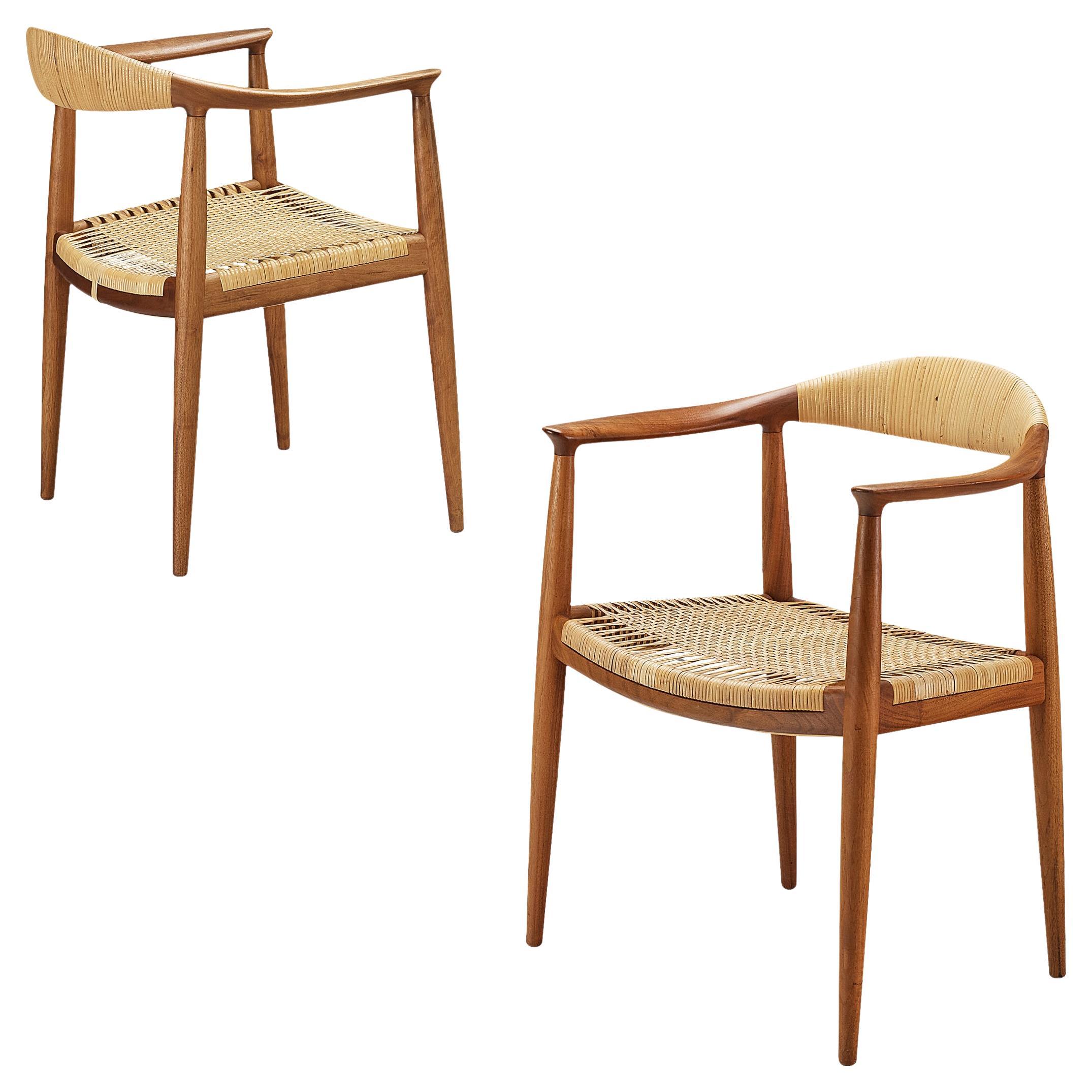 Hans J. Wegner  'The Chair/Round Chair' Dining Chairs in Teak and Cane
