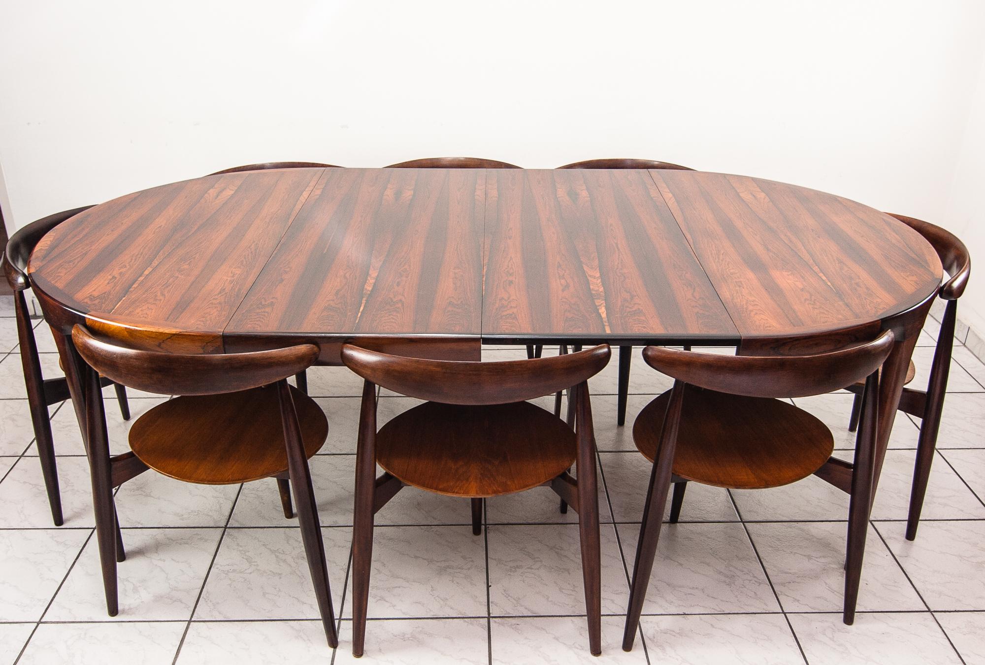 Metà XX secolo Suite da pranzo 'The Heart' di Hans J. Wegner Made in Denmark di Fritz Hansen, anni '50