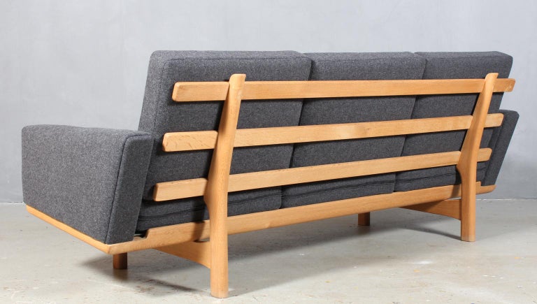 Wool Hans J. Wegner Three-Seat Sofa For Sale