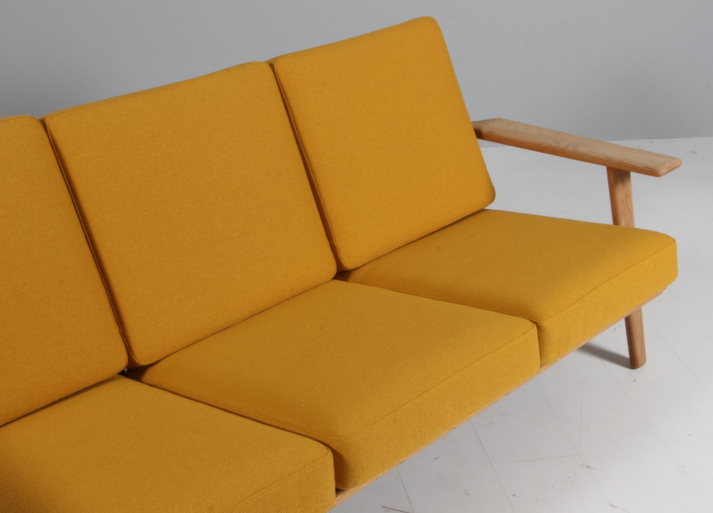 Danish Hans J. Wegner, Three-Seat Sofa, Model 290, Oak For Sale