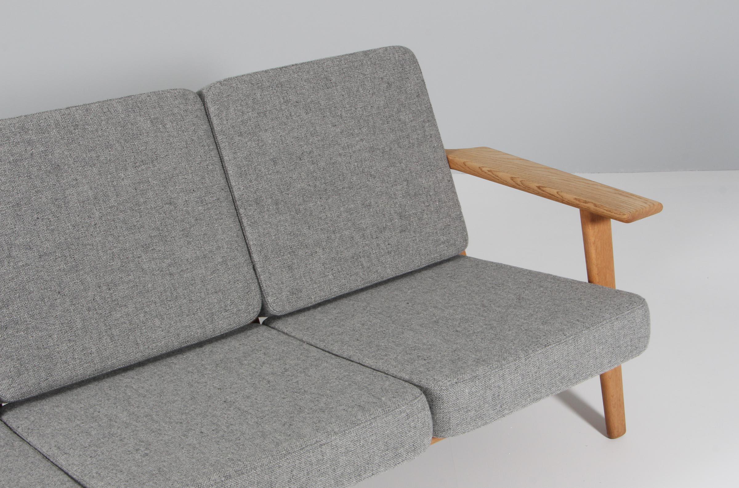 Danish Hans J. Wegner, Three-Seat Sofa, Model 290, Oak For Sale