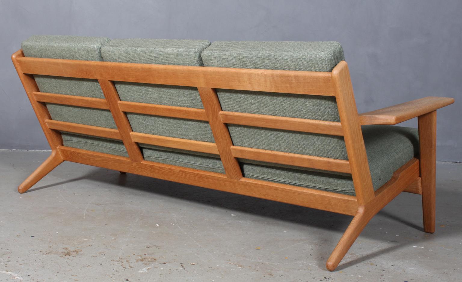 Wool Hans J. Wegner, Three-Seat Sofa, Model 290, Oak