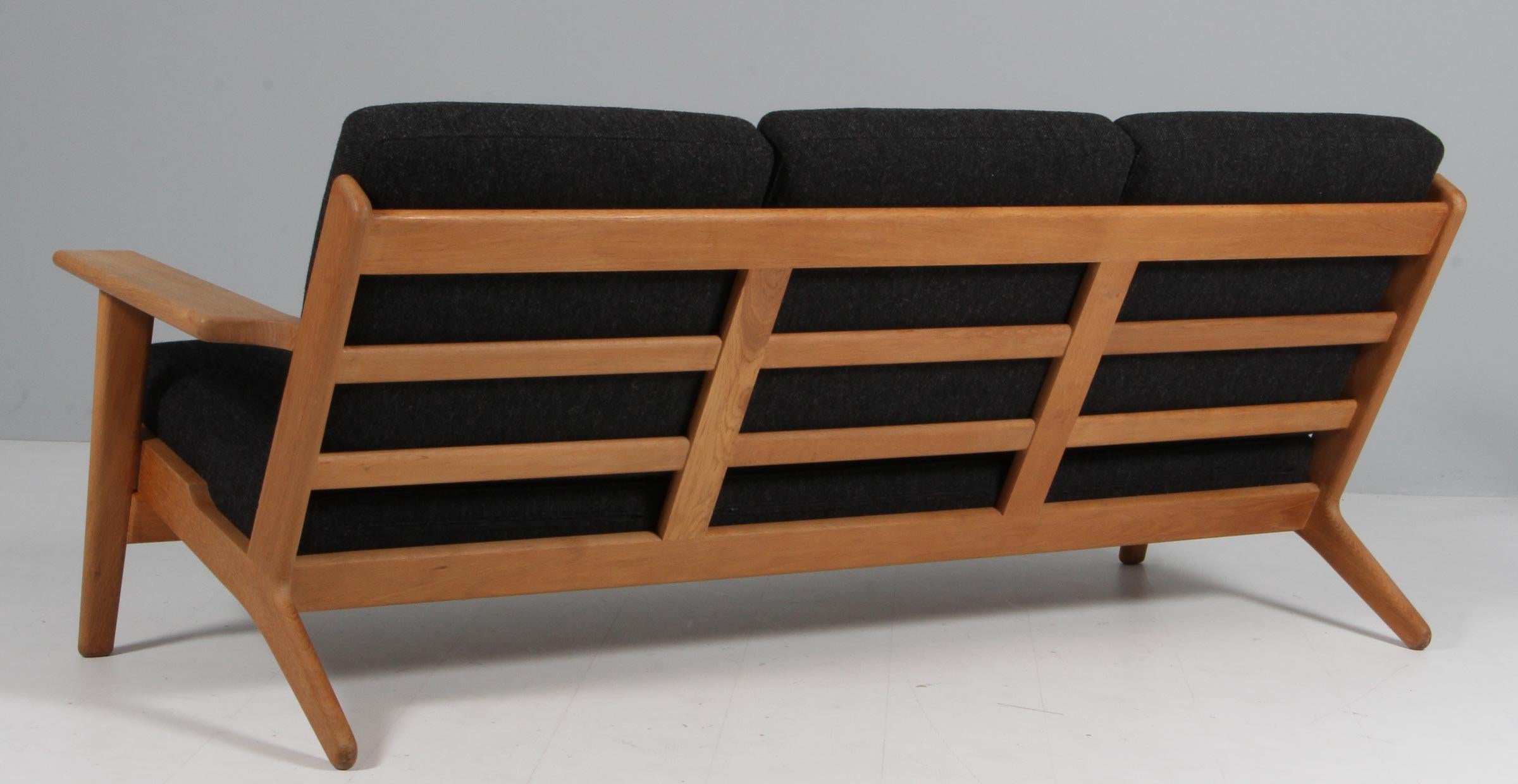 Wool Hans J. Wegner, Three-Seat Sofa, Model 290, Oak