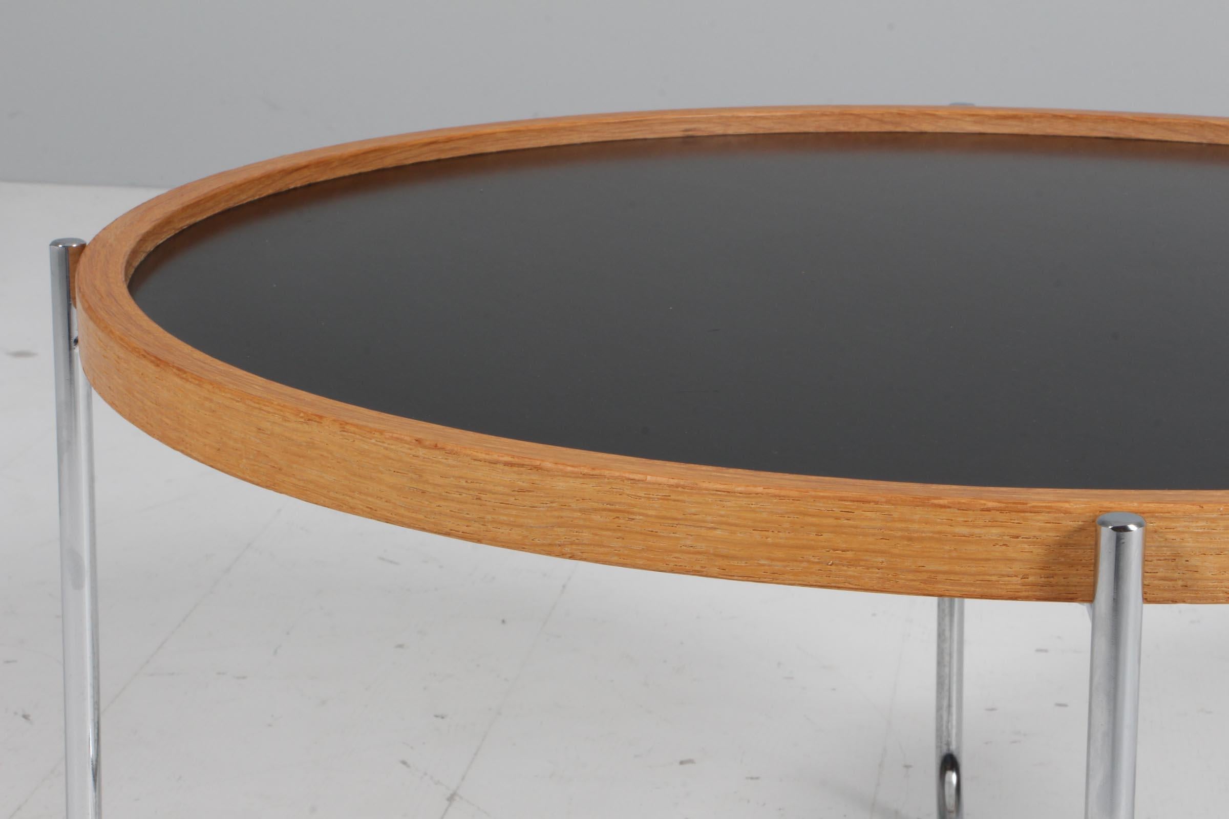 Danish Hans J. Wegner tray table, oak, wenge, steel and formica. Model GE453 For Sale
