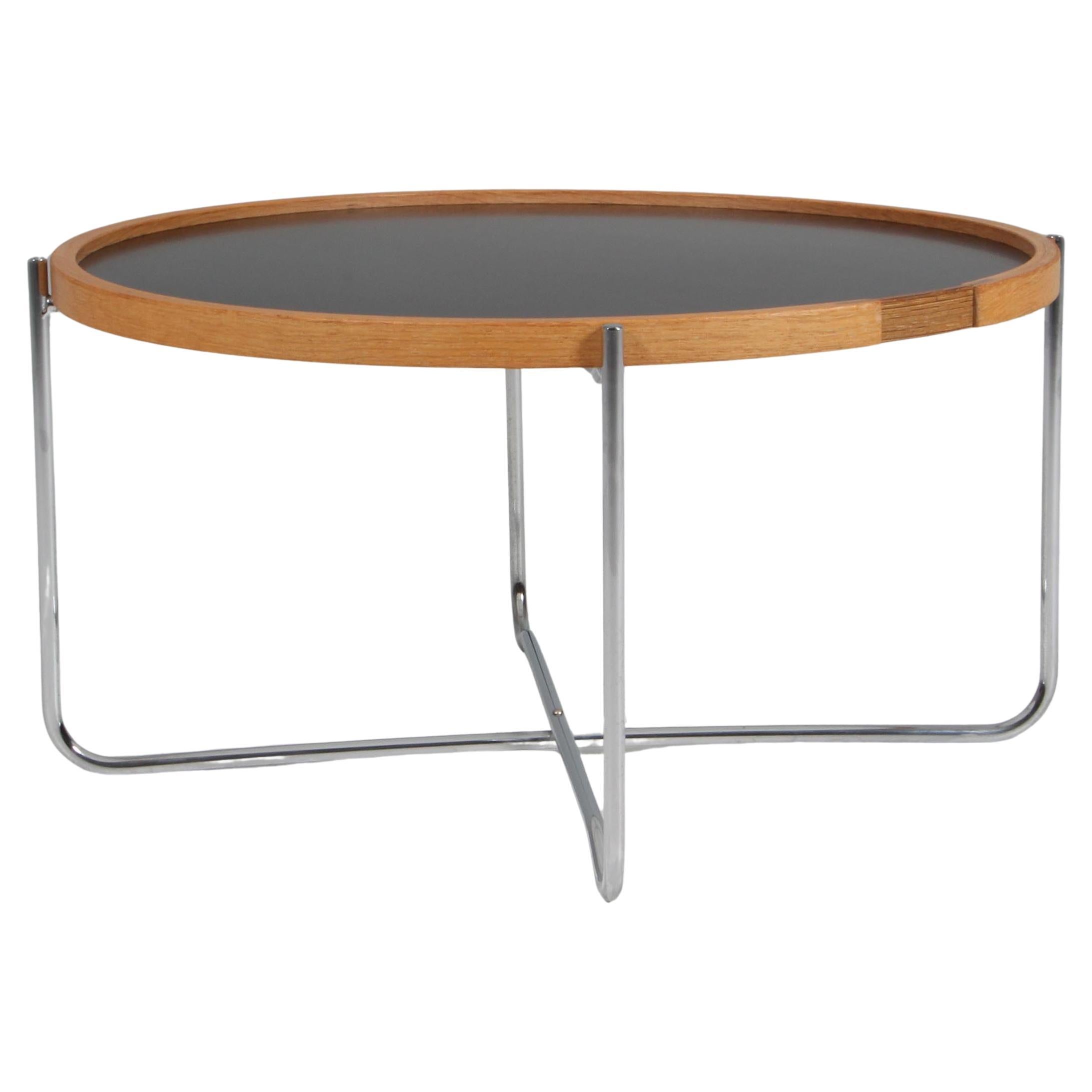 Hans J. Wegner tray table, oak, wenge, steel and formica. Model GE453 For Sale