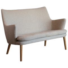 Used Hans J. Wegner Two-Seat Sofa in Oak and Fabric for AP Stolen