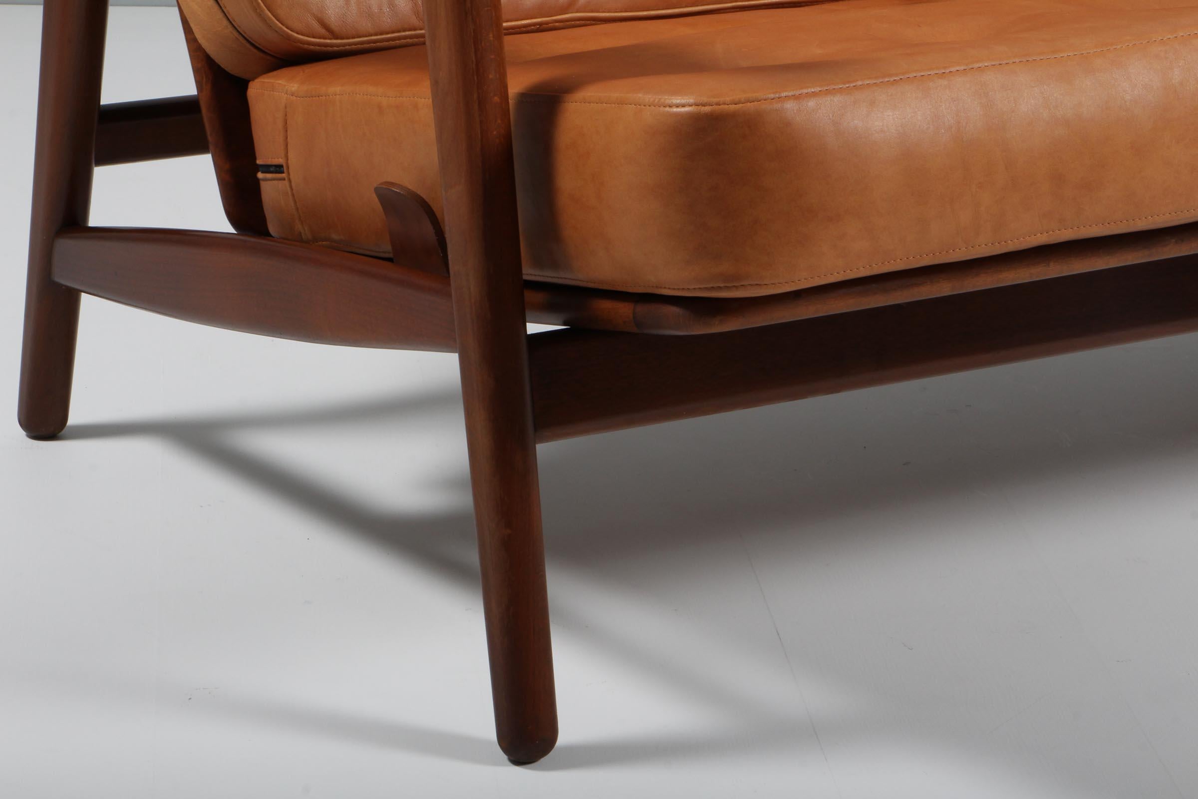 Mid-20th Century Hans J. Wegner Two Seat Sofa, Model 233, Cognac Aniline Leather