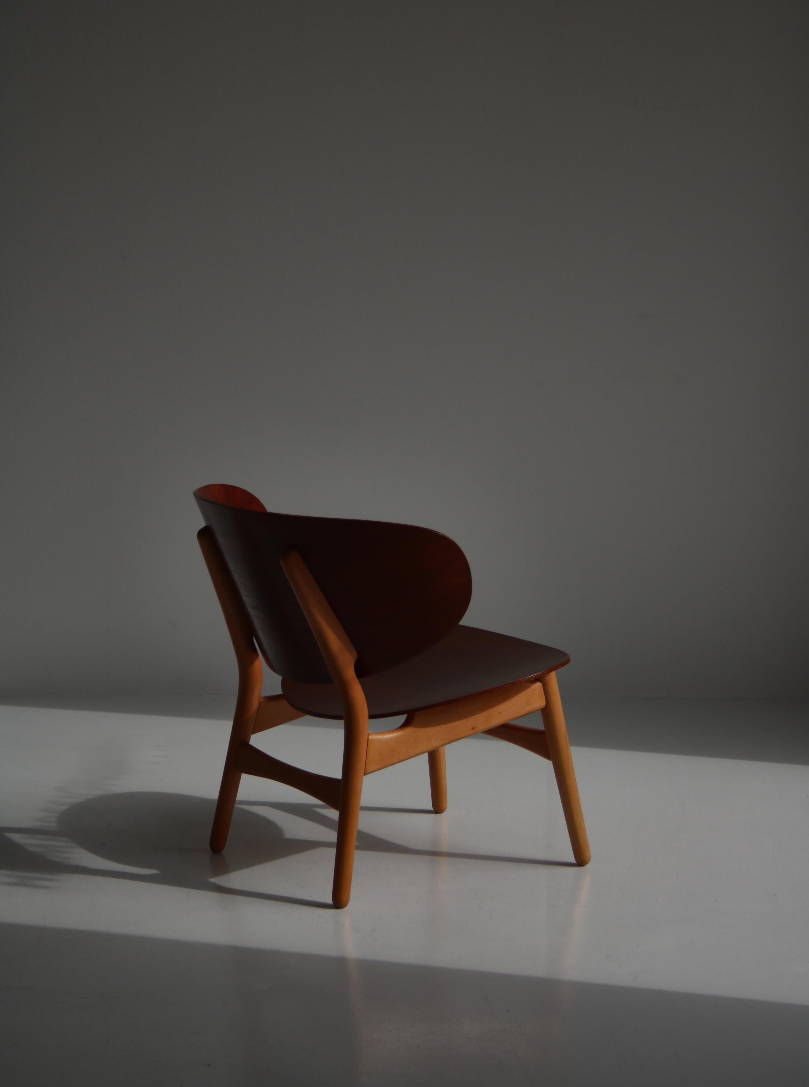 Fauteuil de salon Venus de Hans J. Wegner modèle Fritz Hansen FH 1736 en teck et hêtre en vente 6