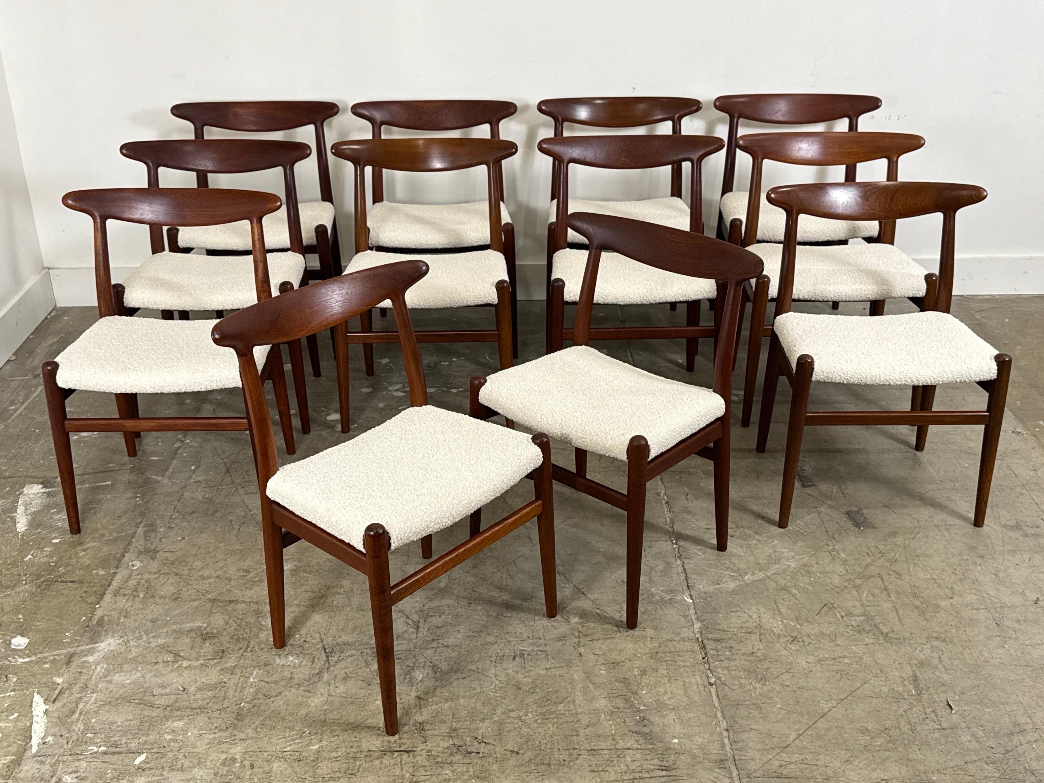 Hans J. Wegner W2 Dining Chairs - Twelve 12 - Danish Modern Teak